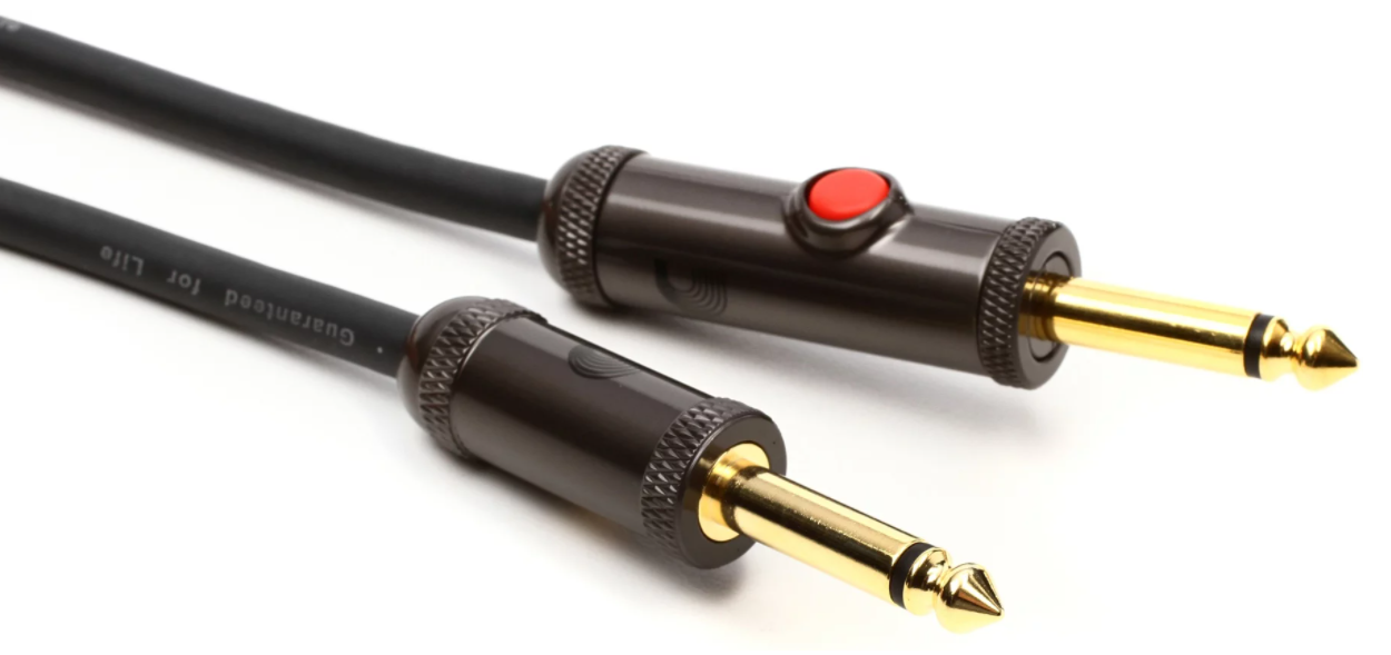 D'Addario PW AGL 20 Circuit Breaker Straight to Straight Instrument Cable with Latching Switch - 20ft Guitar Cable for Electric Guitar, Bass, and Keyboards - Perfect for Live Performances and Studio Recording