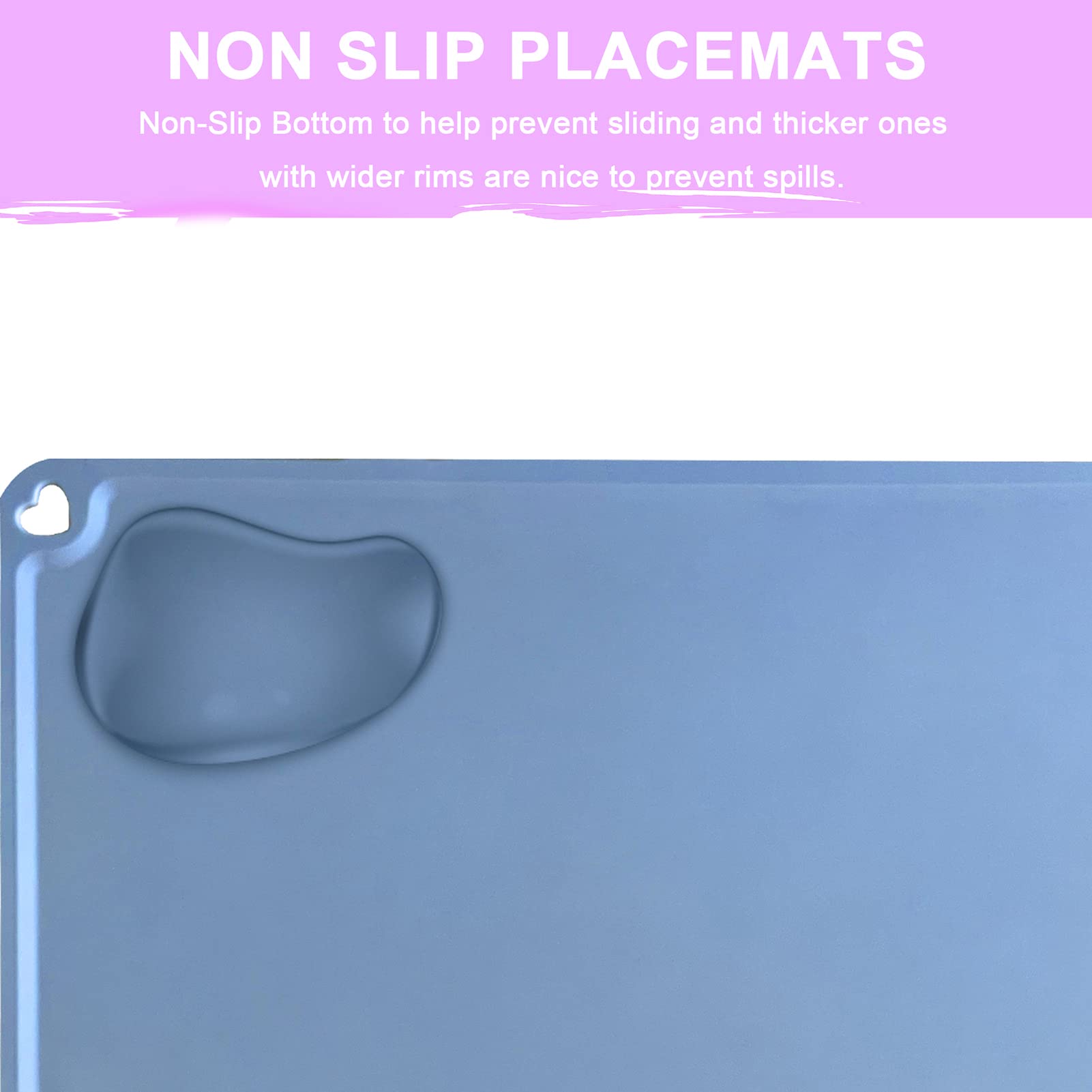 Non-Slip Silicone Placemats for Kids & Toddlers - Heat Resistant, Washable Baby Dining Mats (3 Pack, Blue/Grey/Brown) - Perfect for Home, Travel & Restaurant Use