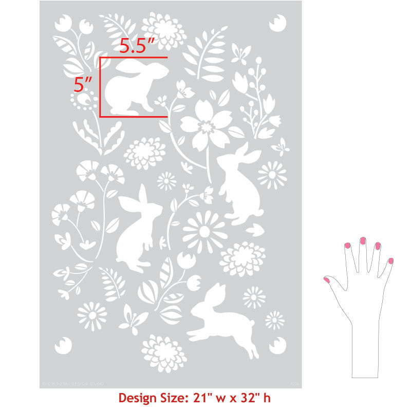 Bunny Hop Wall Stencil - DIY Home Decor Painting Template for Kids Room, Nursery & Easter Crafts - Perfect for Wall Art, Furniture & Gift Projects