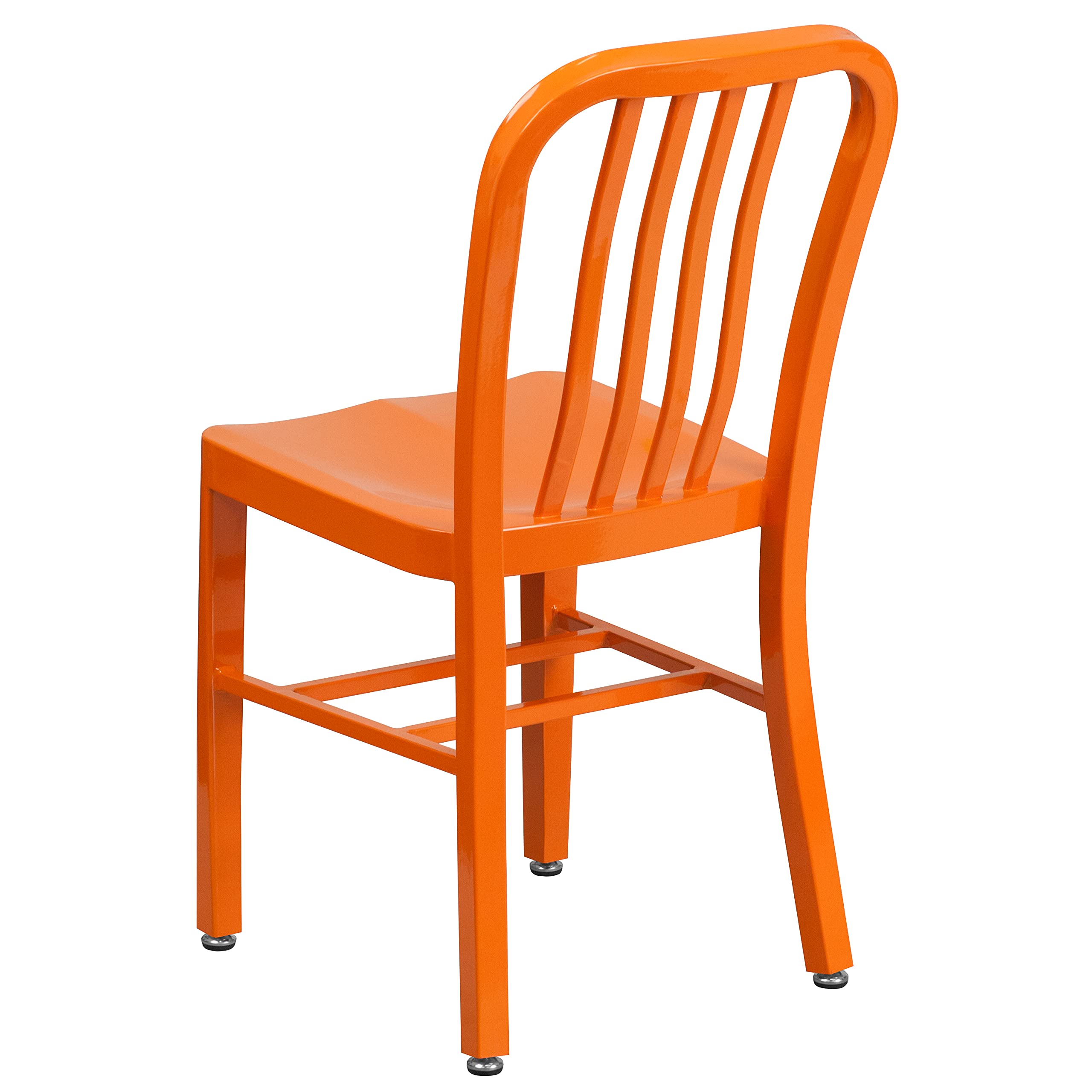 2 Pack Orange Metal Indoor-Outdoor Dining Chairs - Sturdy Kitchen & Restaurant Seating - Perfect for Patio, Cafe, Bistro & Home Decor