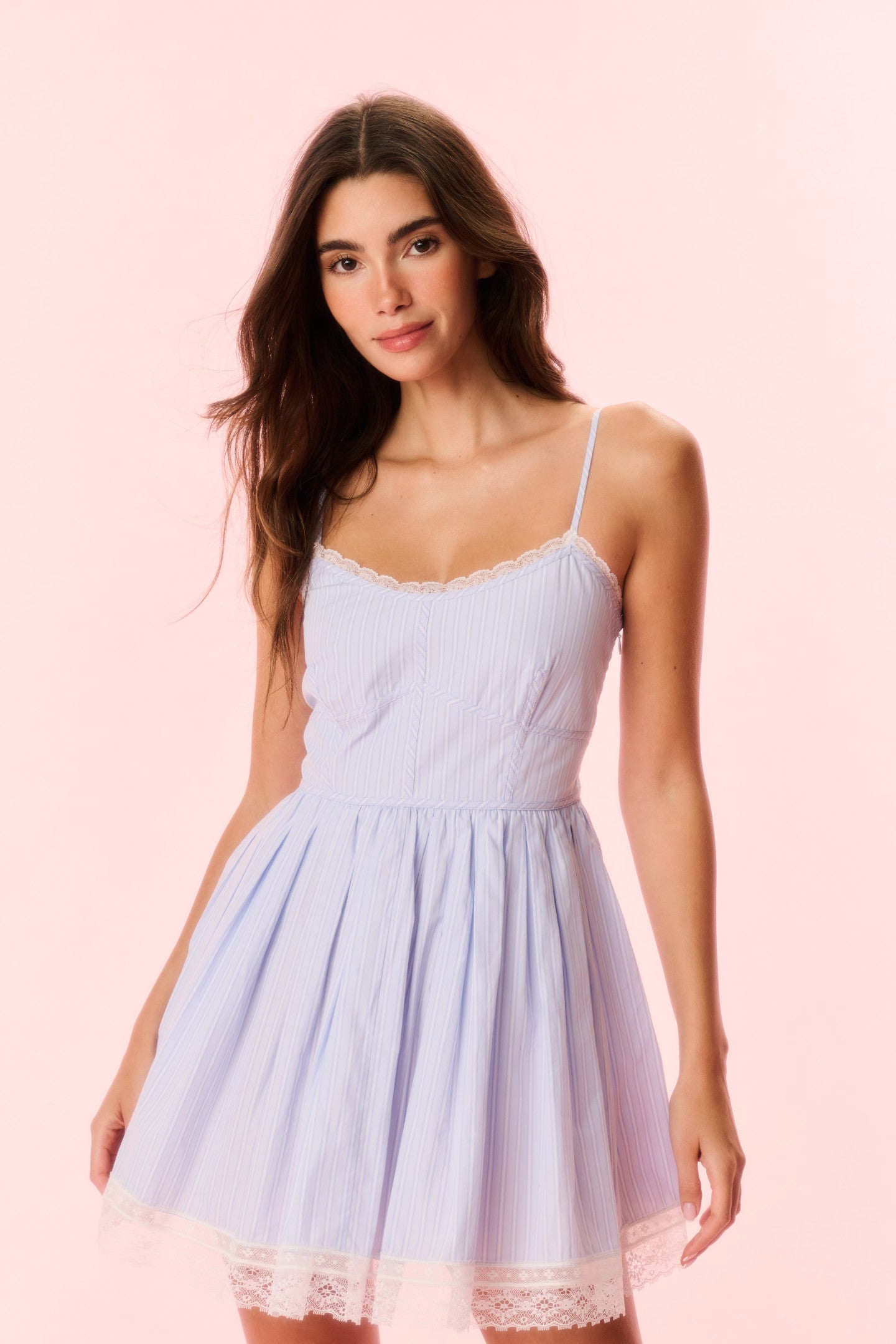Harrisine Cotton Pinstripe Mini Dress for Women - Casual Summer Short Sleeve A-Line Dress for Beach, Party & Date Night