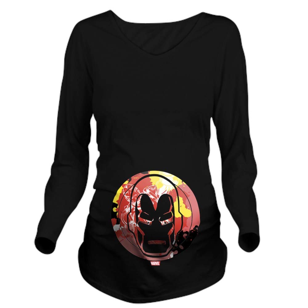Iron Man Icon Long Sleeve Maternity T-Shirt - Superhero Pregnancy Tee for Marvel Fans | Comfortable Maternity Wear for Casual Outings & Comic Conventions
