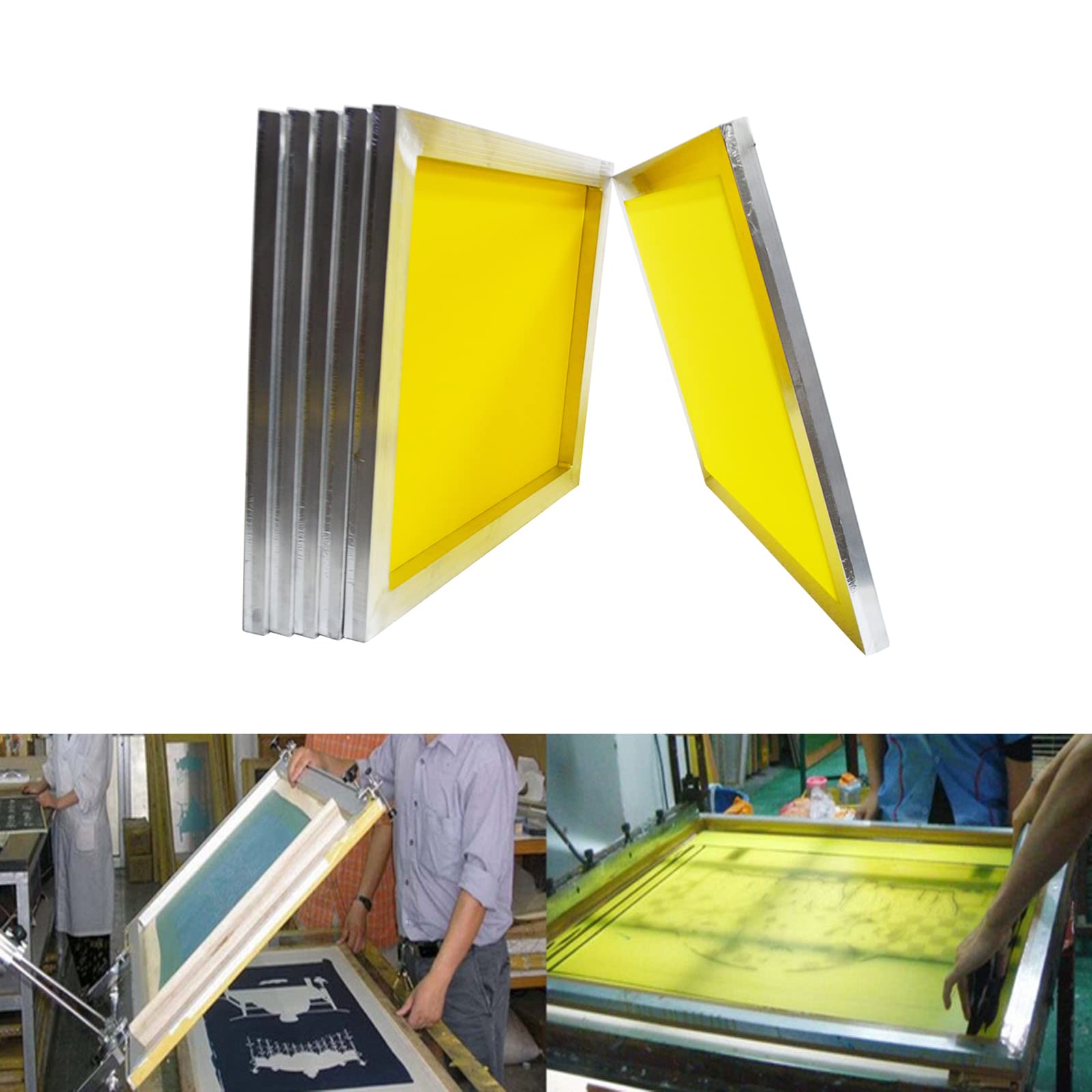 TIANIUSEEN 6-Pack Aluminum Screen Printing Frames 12x16 Inches - Pre-Stretched 230 Mesh 100T Yellow Silk Screens for DIY T-Shirt Printing, Poster Making & Fabric Arts
