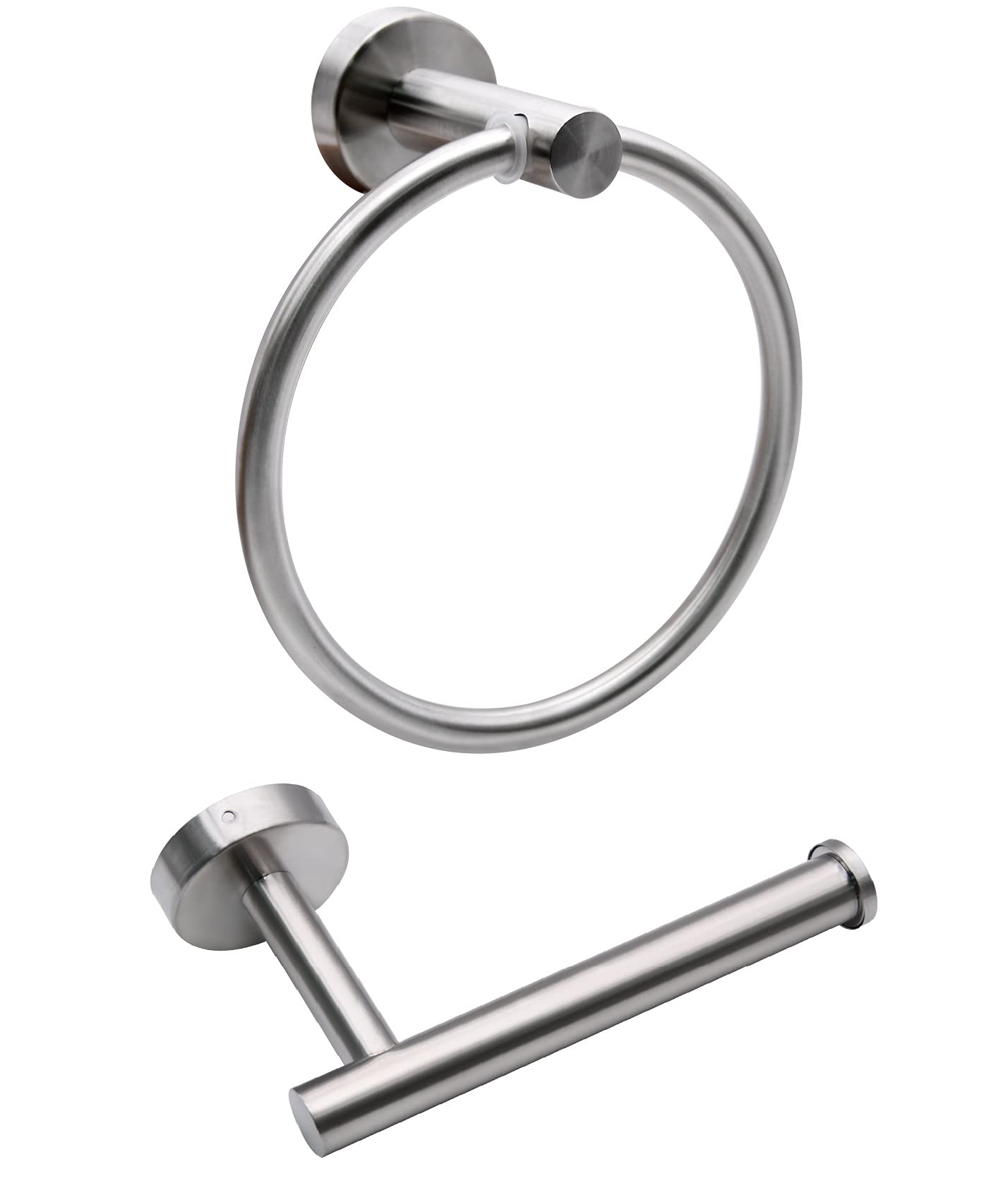 Stainless Steel Toilet Paper Holder & Towel Ring Set (2-Pack) - Brushed Nickel Bathroom Hardware for Wall Mount - Durable Kitchen & Bath Accessories with Installation Kit - Perfect for Modern Homes & Apartments