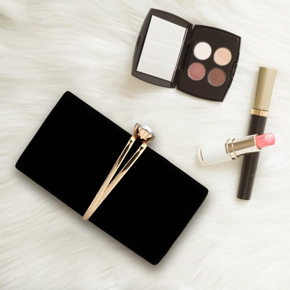 Vintage Women's Clutch Bag - Elegant Evening Handbag with Detachable Chain, Diamond Accents & Suede Velvet Finish | Perfect for Cocktail Parties, Weddings & Formal Events