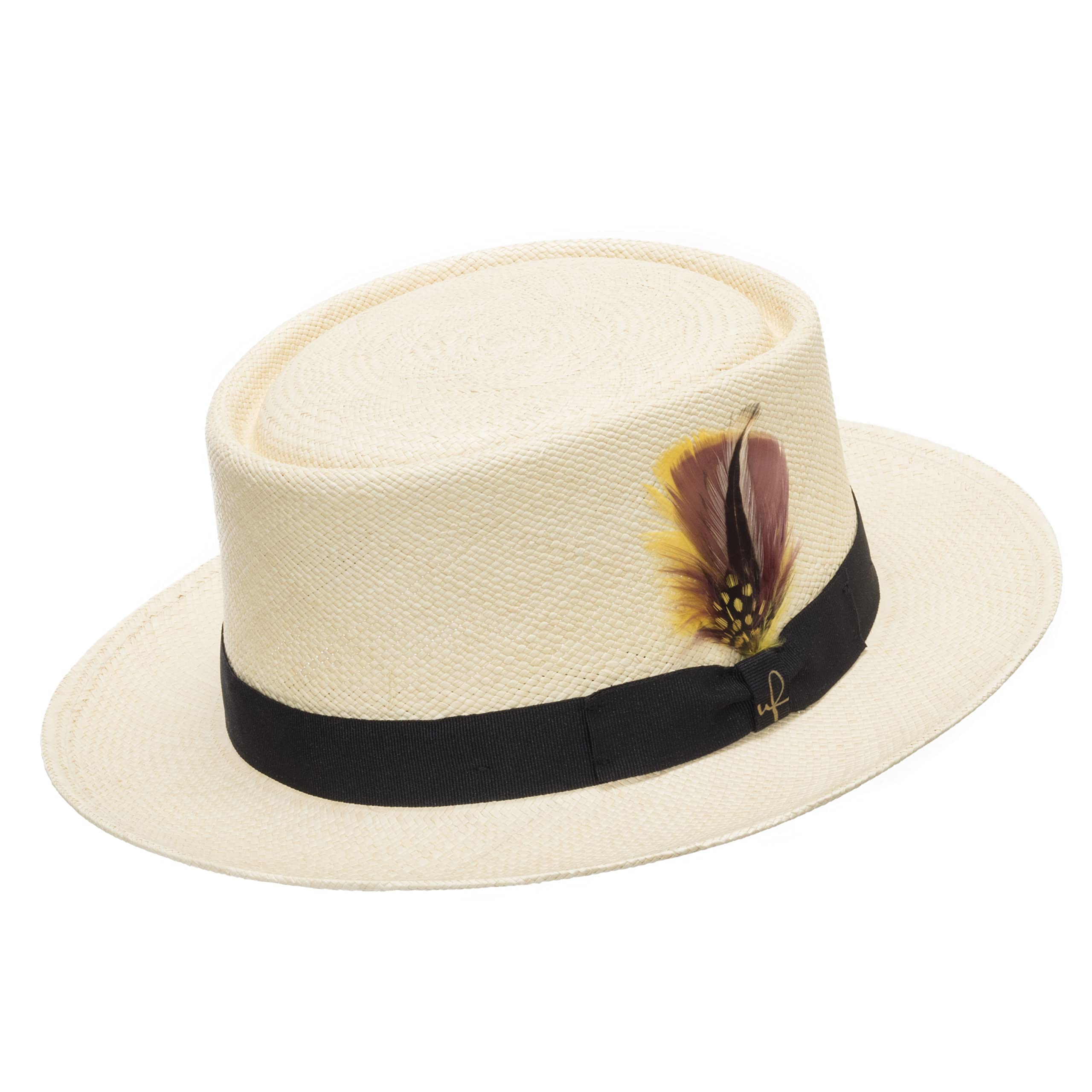 ULTRAFINO Milan Pork Pie Panama Natural Straw Hat for Women - Summer Beach Wedding Party Dress Hat - Stylish Sun Protection Accessory for Outdoor Events