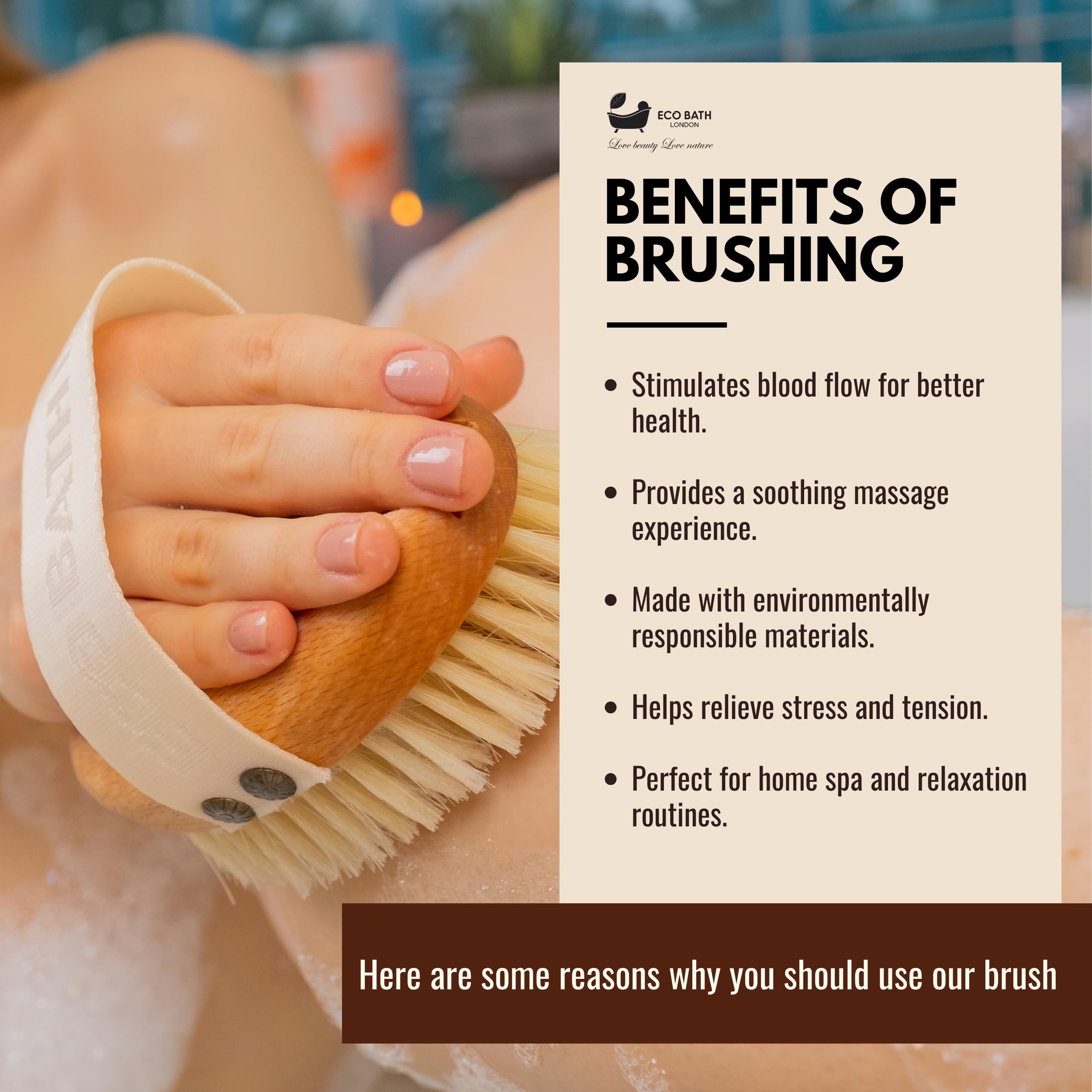 Eco Bath London Natural Sisal Massage Hand Brush - Exfoliating Dry Body Brush for Skin Renewal & Circulation Boost with Natural Bristles | Perfect for Spa, Home Use & Self-Care Routine