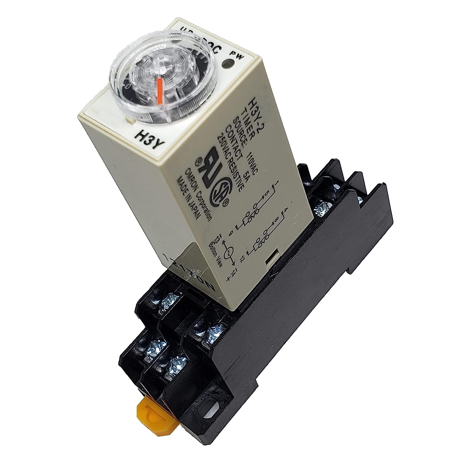 AC110V Delay Timer Relay 0-60 Seconds H3Y-2 with Base Socket DPDT - Perfect for Industrial Automation, HVAC Systems, and Electrical Control Panels