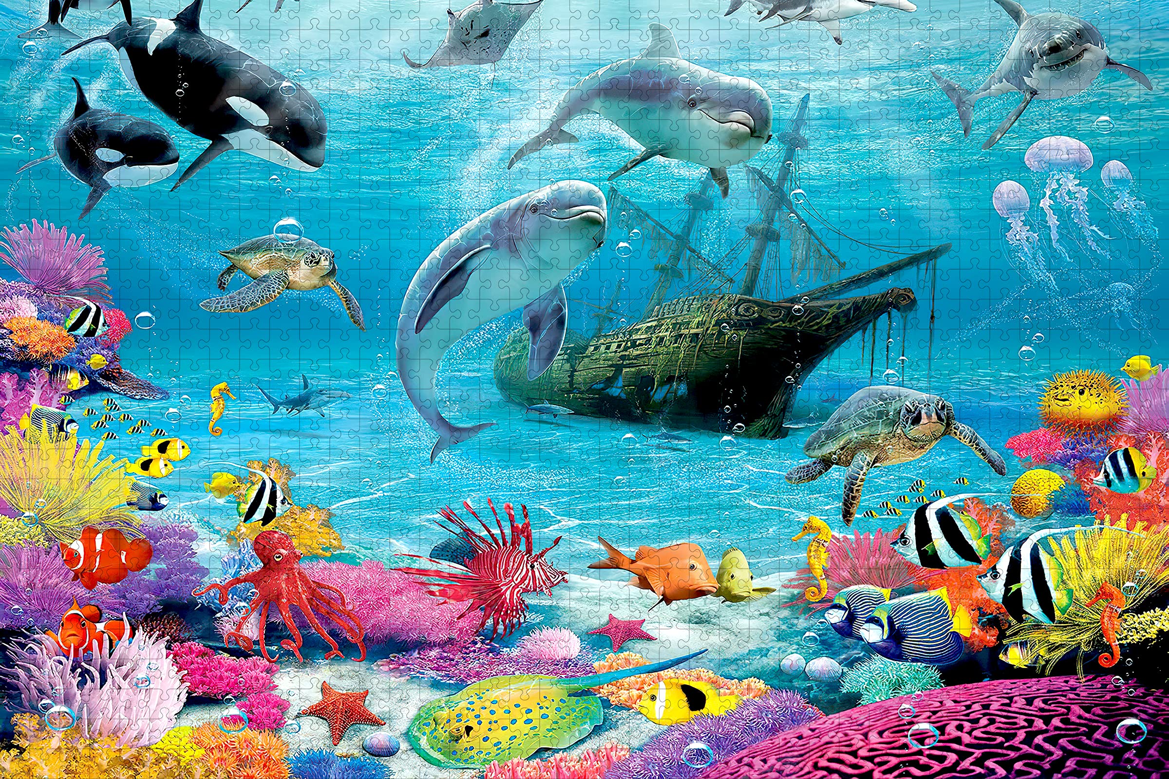 1000 Piece Wooden Jigsaw Puzzles for Adults - Deep Sea Treasure Beach & Holiday Game Puzzle - Fun Family Activity, Stress Relief & Home Decor