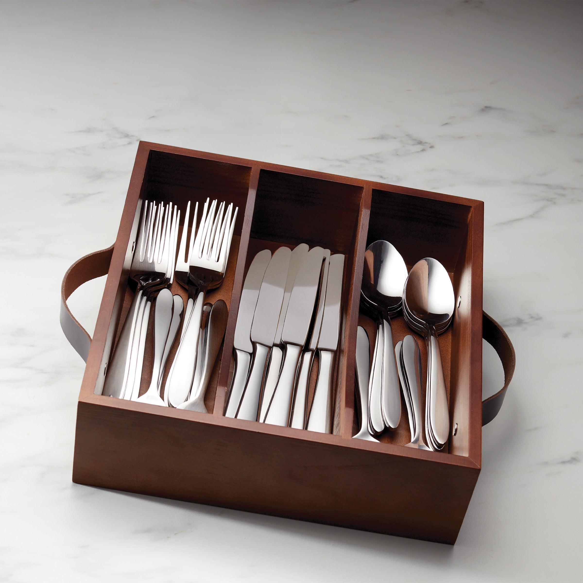 Mooncrest 30-Piece Stainless Steel Flatware Set with Storage Caddy - Elegant Silverware for Dining, Kitchen, and Entertaining