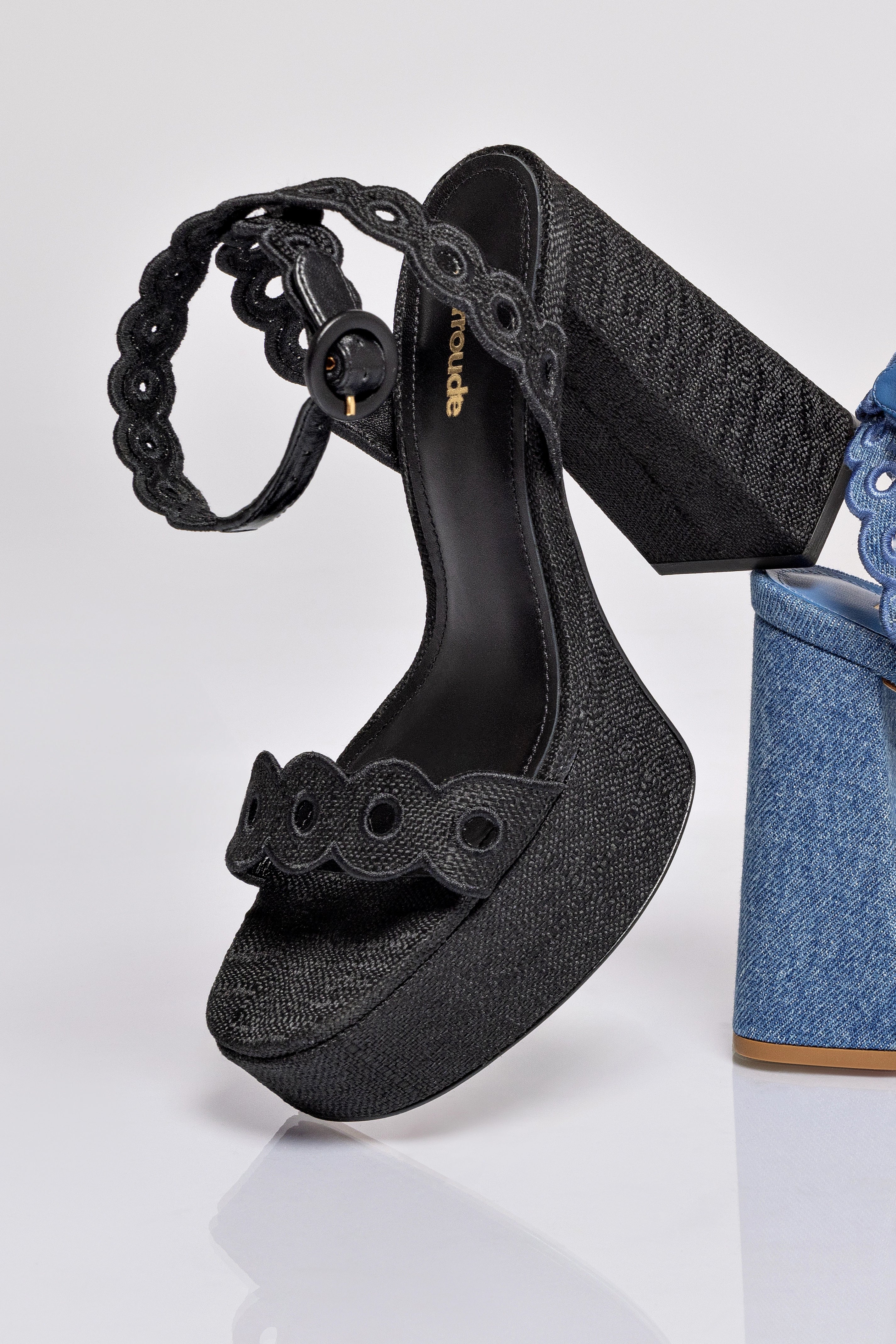 Women's Black Raffia Dolly Broderie Sandals – Comfortable Summer Beach Wedges for Outdoor Walking & Vacation