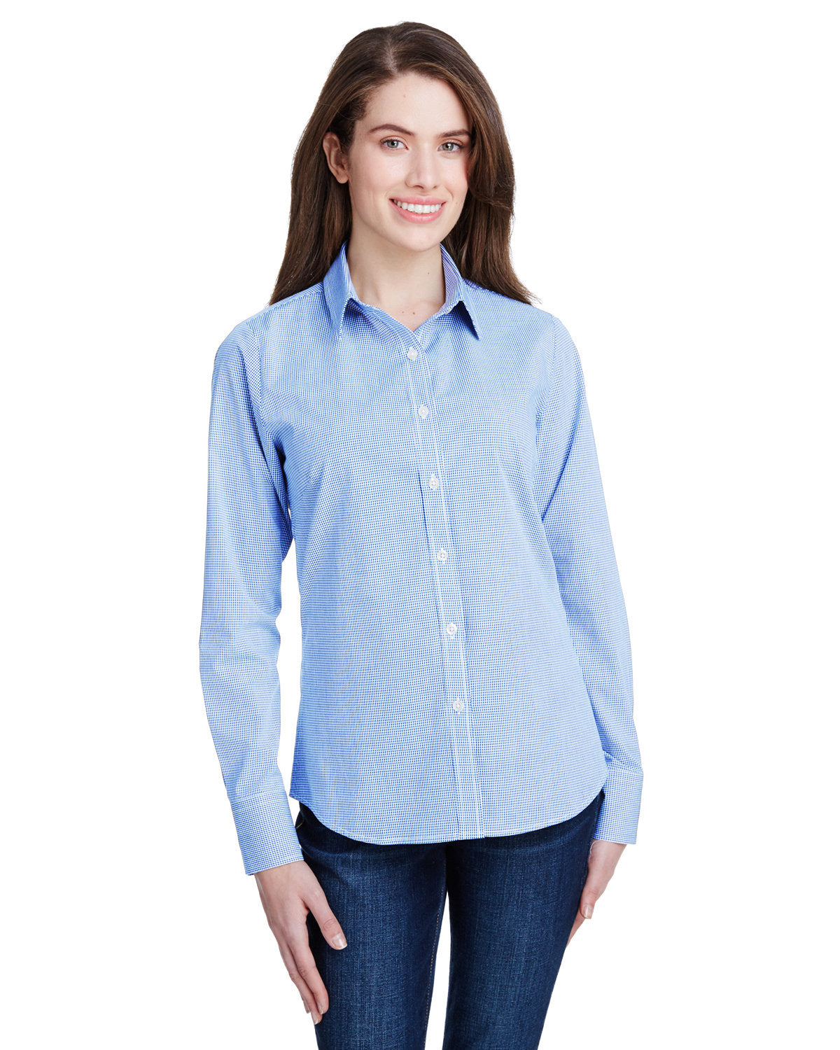 Reprime RP320 Women's Long Sleeve Cotton Gingham Shirt - Artisan Collection | Casual Office Wear, Spring & Fall Fashion, Layering Essential