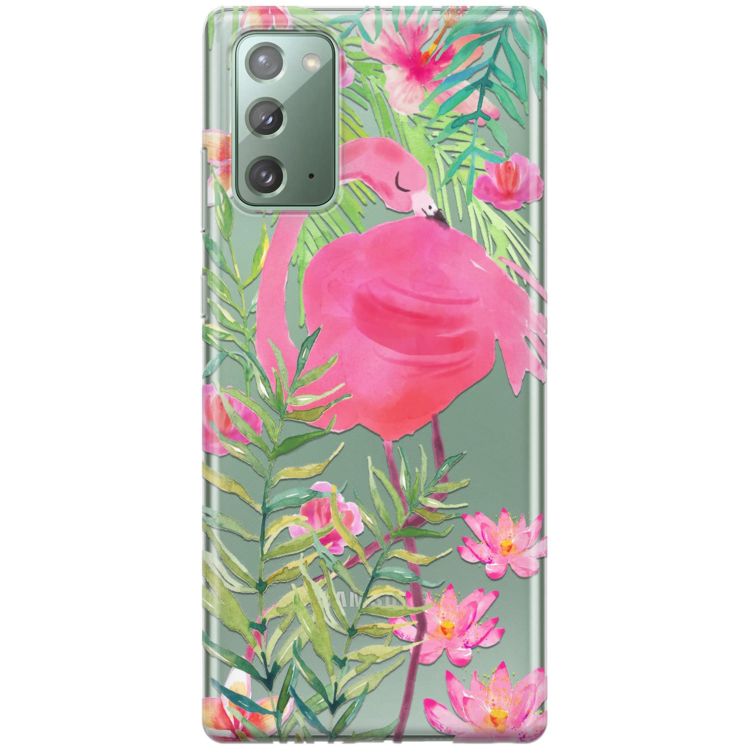 Premium Flamingo Print TPU Phone Case for Samsung Galaxy S24/S23 Ultra/S22+/S21 FE 5G/S20/Note 20/10 - Lightweight Protective Cover with Tropical Leaves & Pink Bird Design - Perfect for Summer, Beach Vacations & Girly Style