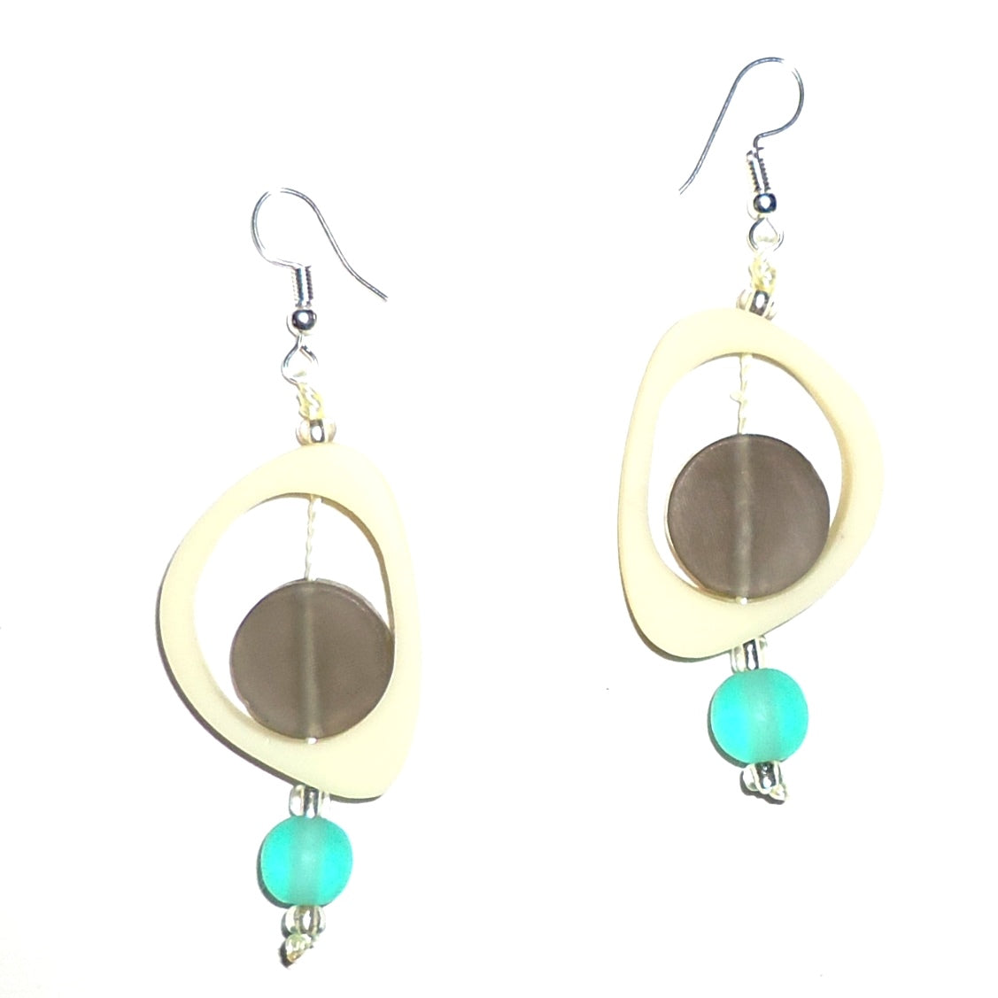 Handmade Ovoid Resin Earrings in Cream Color - Lightweight Dangle Earrings for Women, Perfect for Casual Wear, Parties & Gift Giving