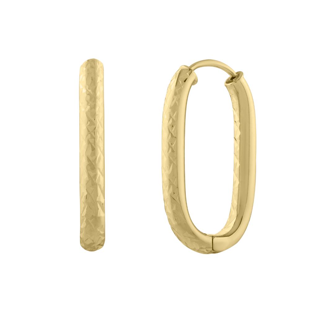 14K Gold Endless Engraved Paperclip Hoop Earrings for Women - Minimalist Dainty Jewelry for Everyday Wear & Special Occasions