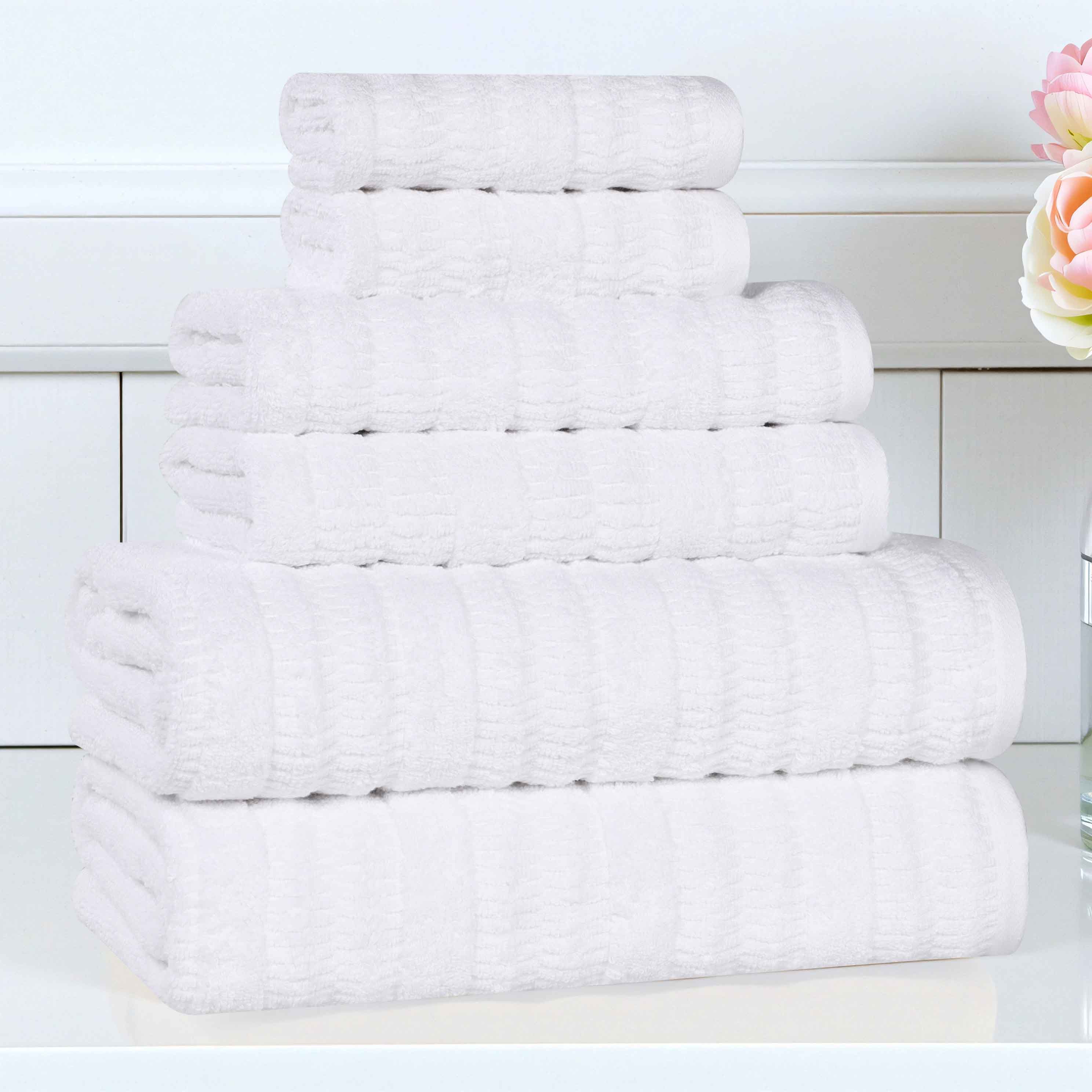 Premium 6-Piece Cotton Towel Set - Soft, Absorbent & Quick-Drying Bath Towels for Spa, Gym & Luxury Home Use - Mika Smart Twist Vertical Ribbed Design