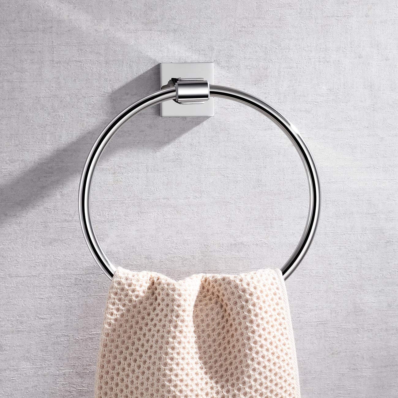 Miyili SUS 304 Stainless Steel Round Bathroom Towel Ring - Wall Mounted Polished Hand Towel Holder for Bath, Kitchen & Guest Room (Model D02C)