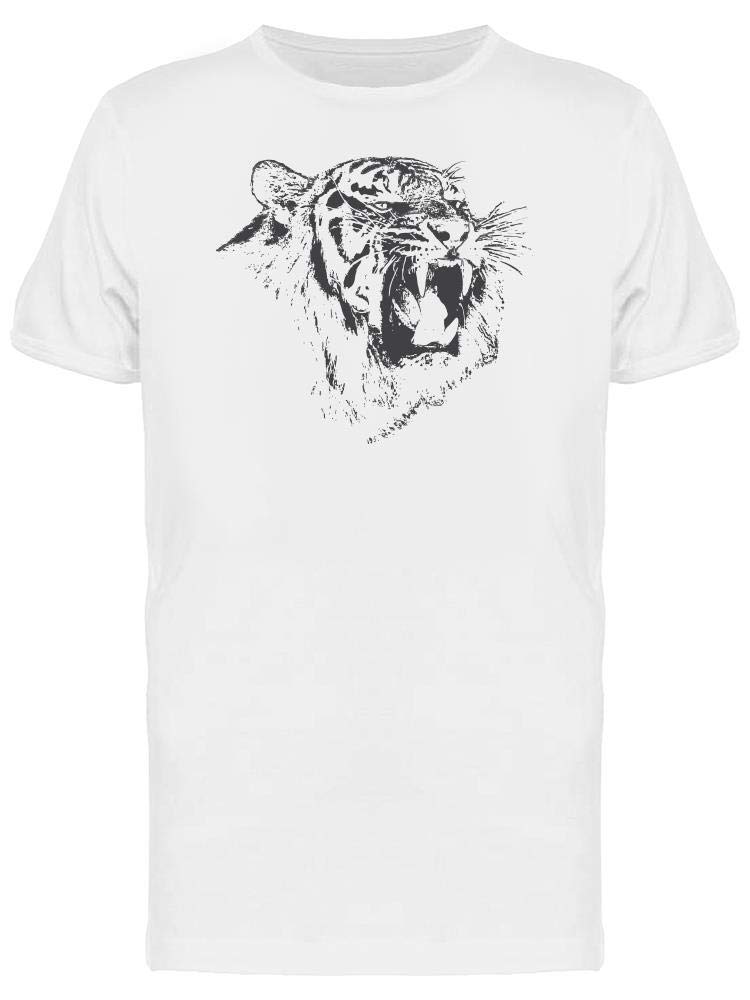 Men's Tiger Growling Hand Drawn Graphic T-Shirt - Cool Animal Print Tee for Casual Wear & Street Style