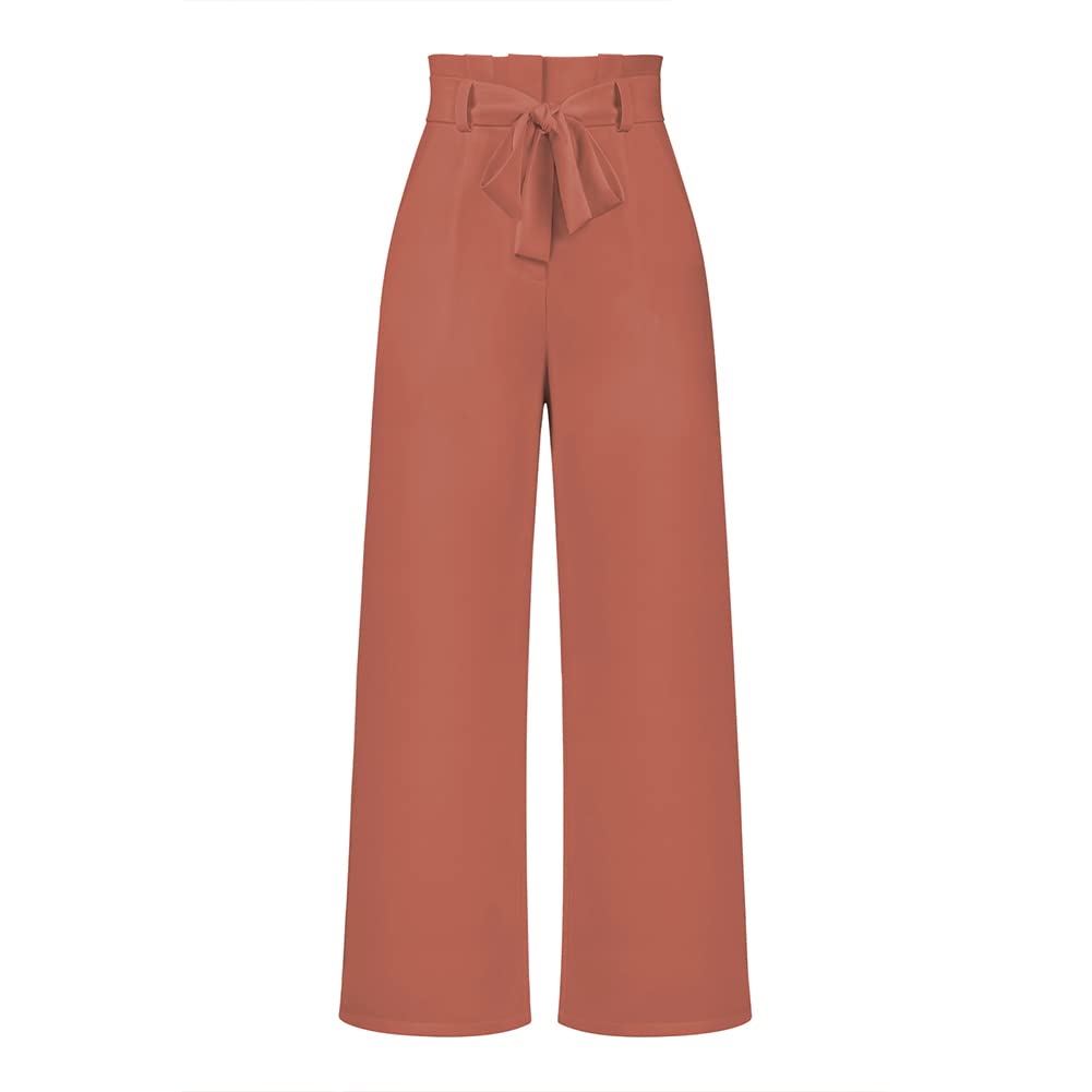 Women's High Waist Wide Leg Pants with Belt - Casual & Business Office Trousers for Work, Travel & Everyday Wear