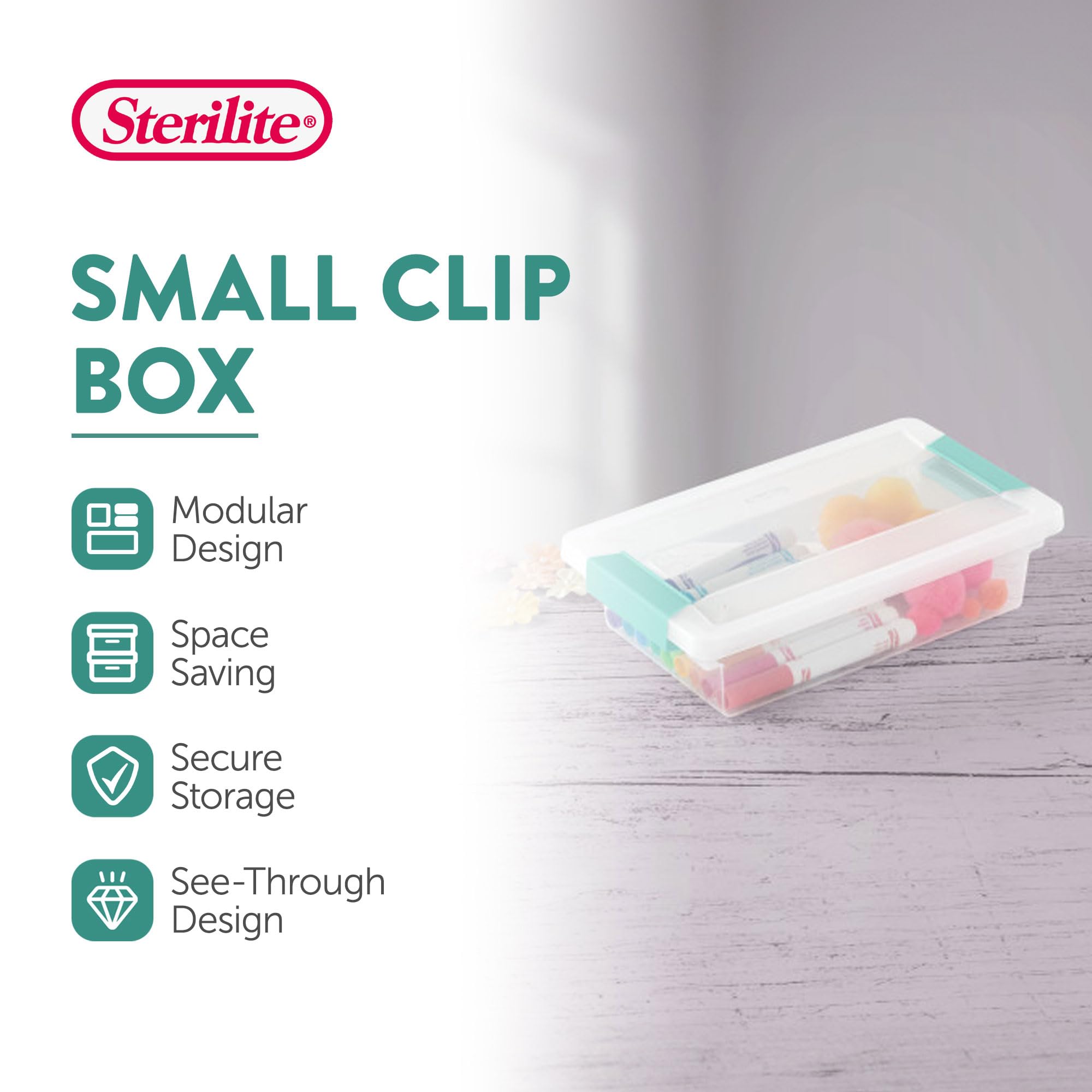 Sterilite 24-Pack Clear Plastic Storage Boxes with Clip Lids - Small Organizer for Crafts, Office Supplies, Home & School Organization - Perfect for Beads, Pens, Paper Clips & Art Supplies Storage