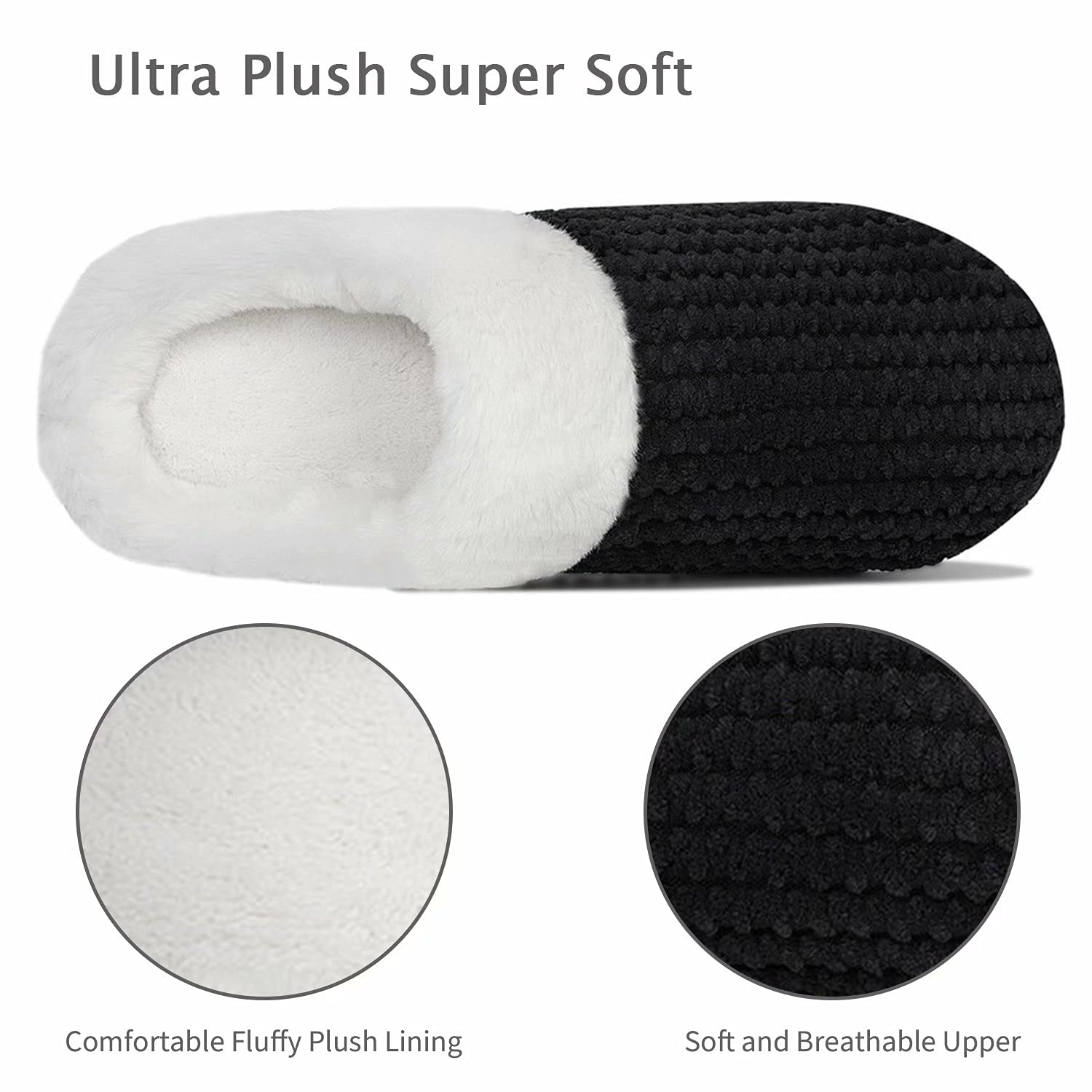 YALOX Women's Memory Foam Slippers - Warm & Comfortable Anti-Slip House Shoes for Indoor & Outdoor Use - Soft Cotton Bedroom Slippers for Relaxing at Home, Lounging, and Quick Errands