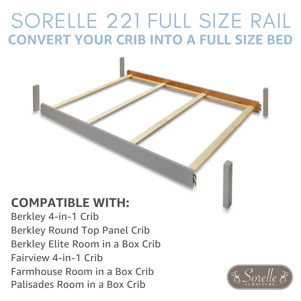 Sorelle Furniture Convertible Crib Rail - Wooden Toddler to Full-Size Bed Conversion Kit (Espresso #221) - Safe Transition for Growing Kids - Perfect for Nursery, Daycare & Guest Rooms