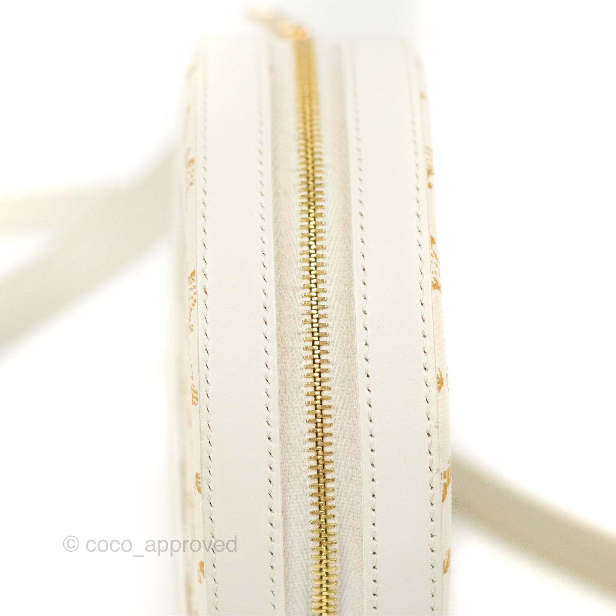 Celine Triomphe Canvas Round Crossbody Bag with Strap - White Calfskin Leather Purse for Women | Perfect for Everyday Use, Date Nights & Travel