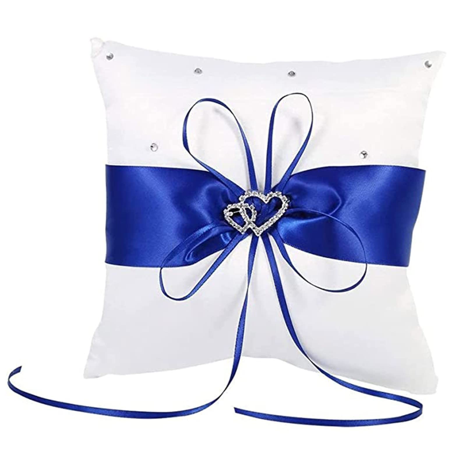Heart Shaped Rhinestone Wedding Ring Pillow - Elegant Blue Ring Holder for Wedding Ceremonies, Vow Renewals & Engagement Parties - Perfect for Bridal Showers & Romantic Proposals