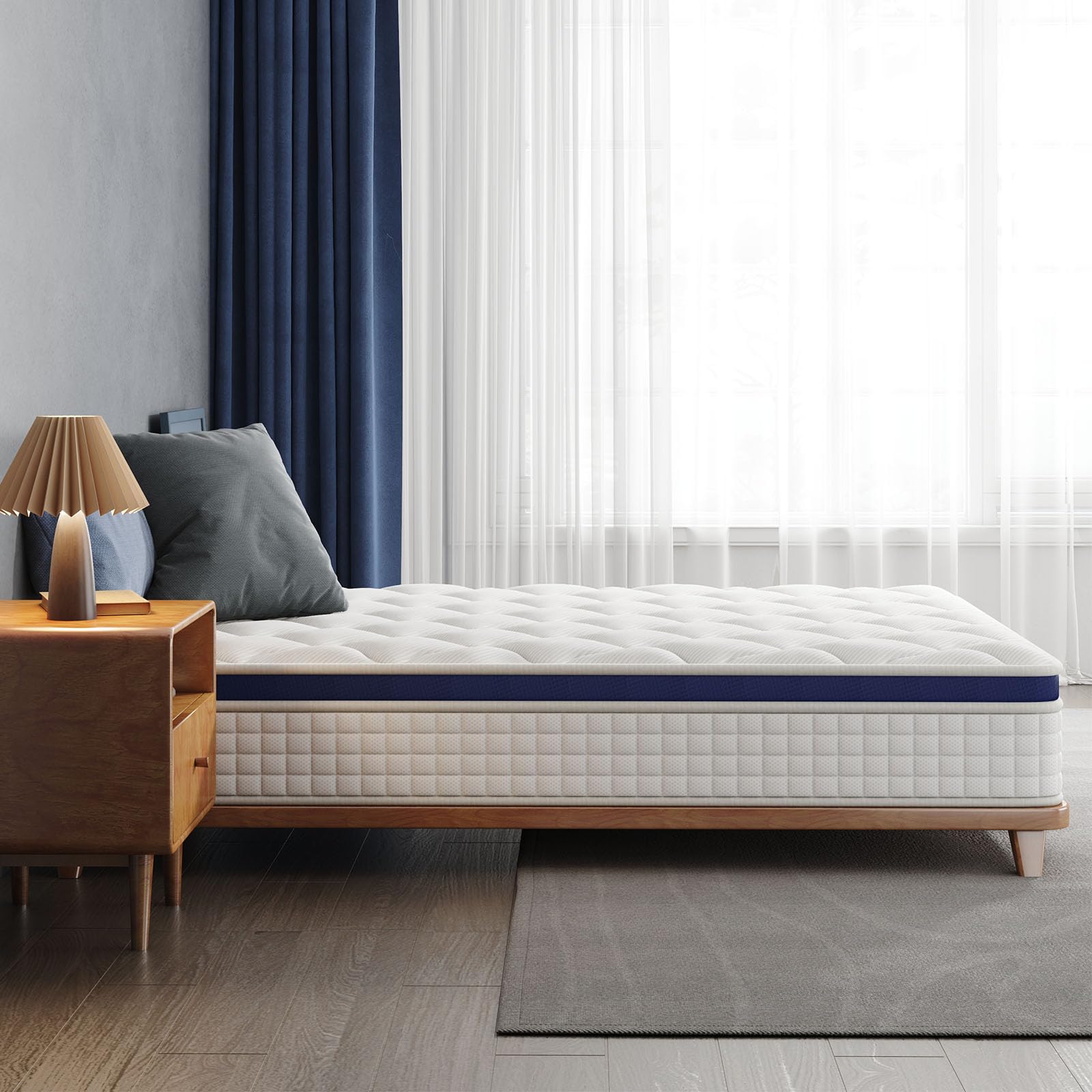 **10 Inch Hybrid Queen Mattress in a Box - Zero Pressure Foam & Innerspring for Pressure Relief & Motion Isolation, Medium Firm, CertiPUR-US Certified - Perfect for Back Pain Relief & Couples**
