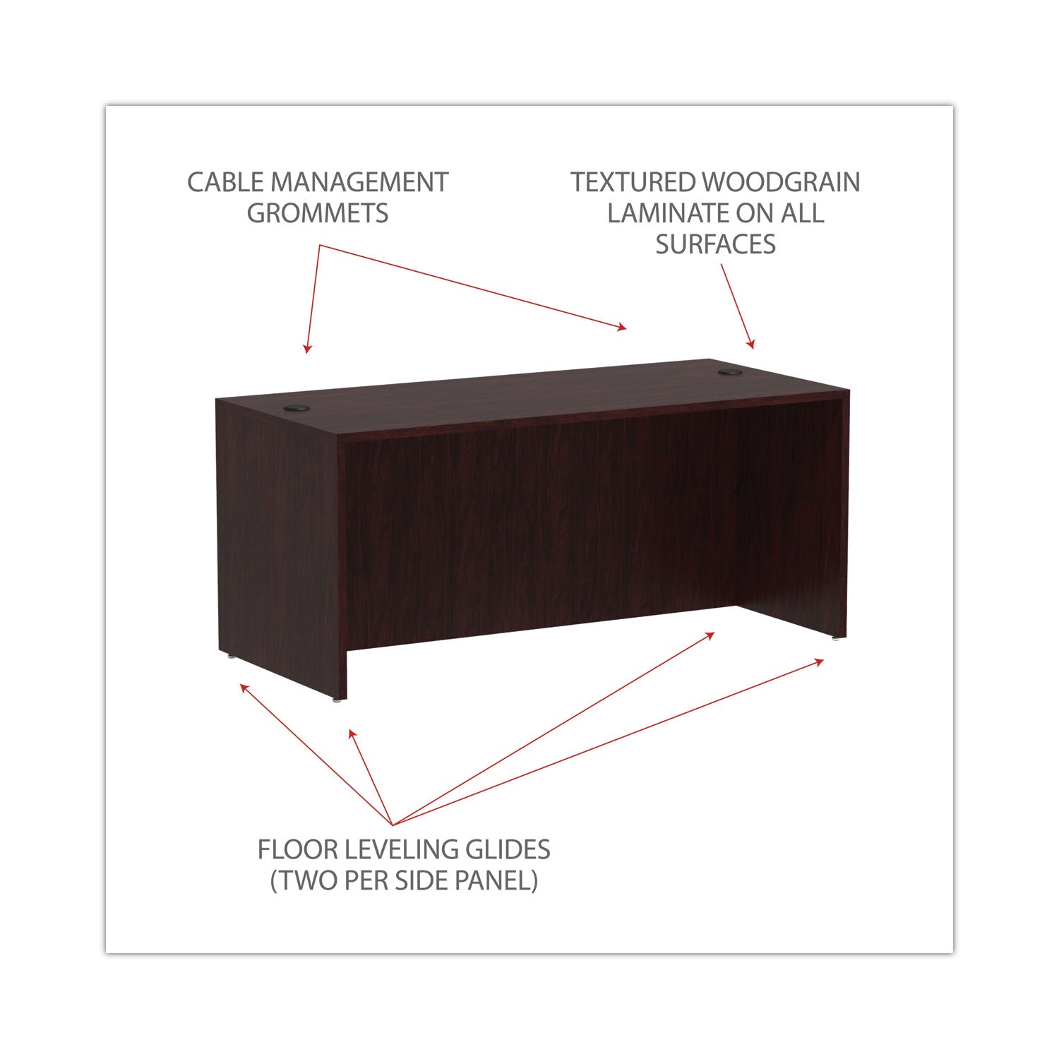 Alera Valencia Series Straight Front Desk Shell - 65