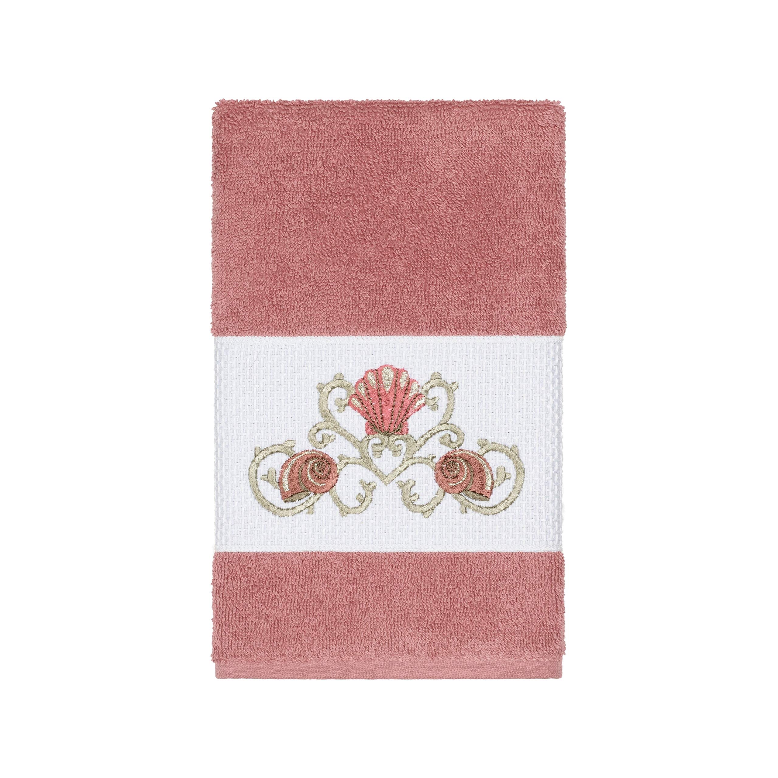 Premium Turkish Cotton Embroidered Tea Rose 4-Piece Bath Towel Set - Soft & Absorbent for Spa, Bathroom & Luxury Home Decor