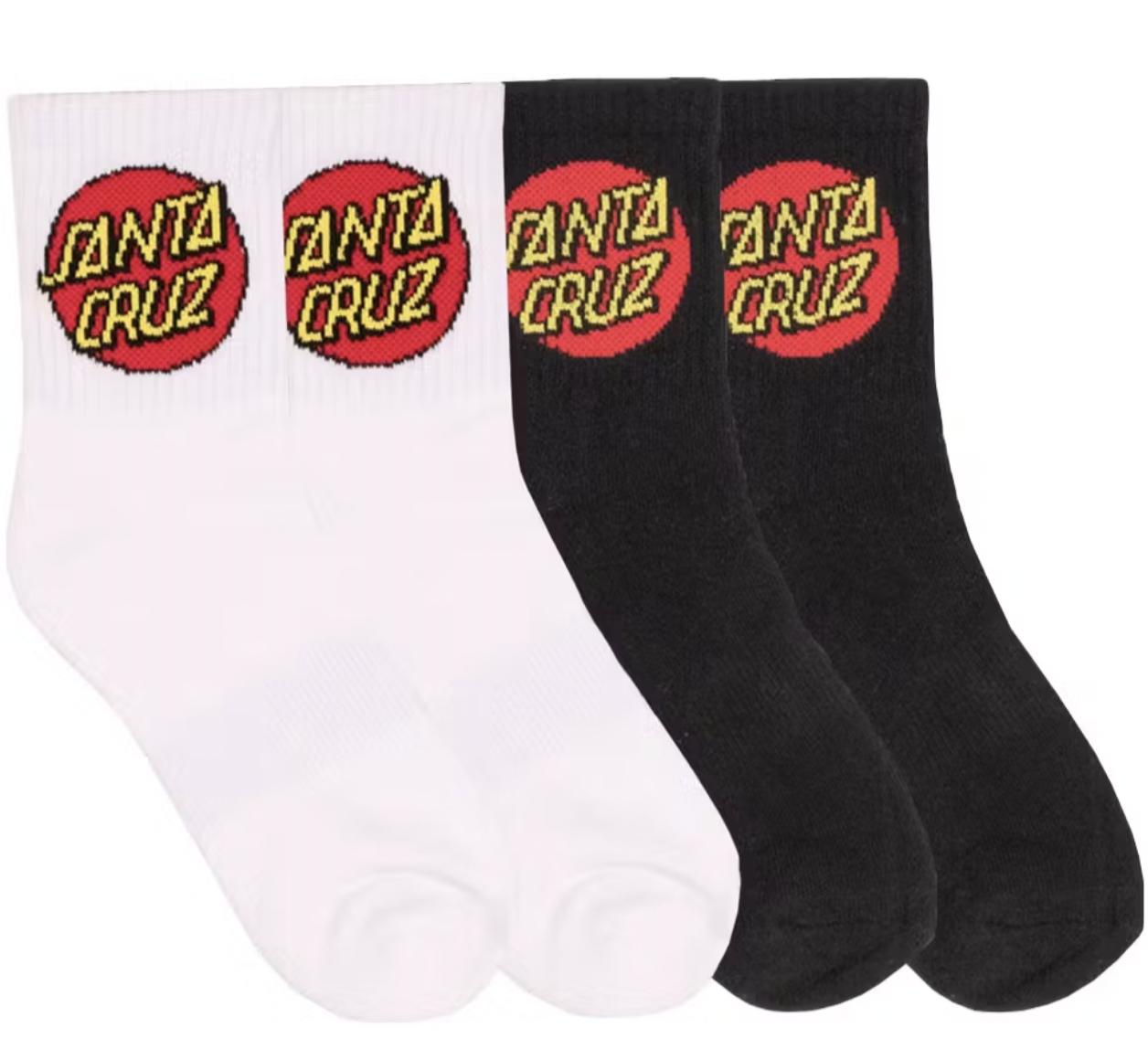 Santa Cruz Classic Dot Socks for Women - 4-Pack (Sizes 6-10) - Casual Crew Socks for Everyday Wear, Skateboarding & Street Style Fashion