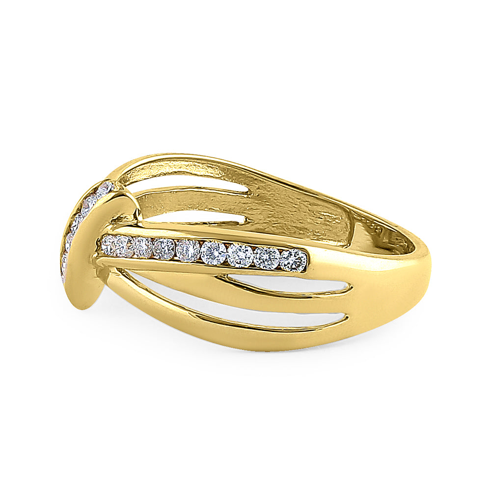 14K Yellow Gold Diamond Twist Ring - 0.47 Carat Round Cut Solitaire Engagement Ring for Women, Perfect for Proposals, Anniversaries & Special Occasions