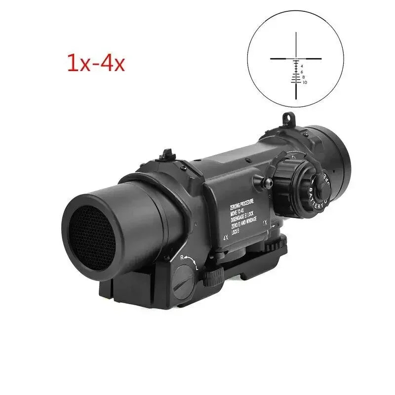 1-4x24 Wide Angle Tactical Rifle Scope with Mini Red Dot Sight | Dual Purpose Hunting & Shooting Accessory | Includes Rubber Covers (Black/Tan) | Perfect for Hunting, Target Practice & Tactical Training
