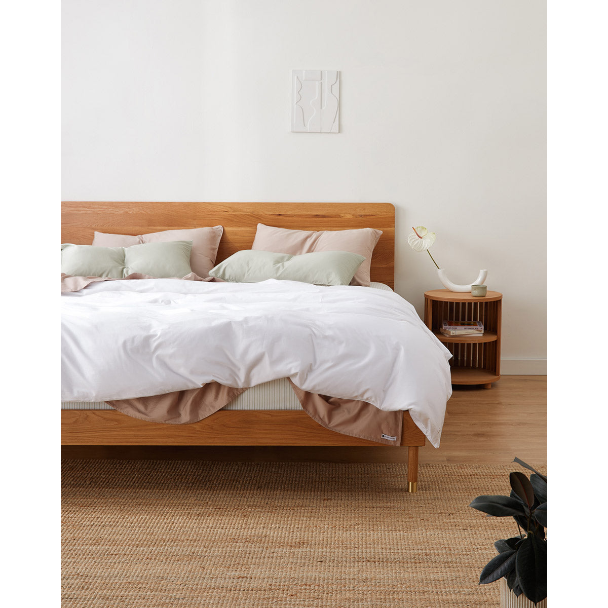 Modern Nightstand with USB Ports - Wooden Bedside Table with Drawer for Bedroom, Living Room & Office - Compact End Table for Small Spaces