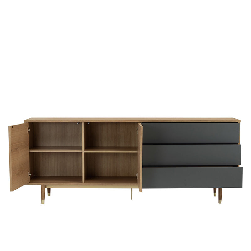 HOUSTON 200cm Sideboard Buffet Cabinet - Solid Oak & Grey Finish - Perfect for Dining Room Storage & Living Room Organization