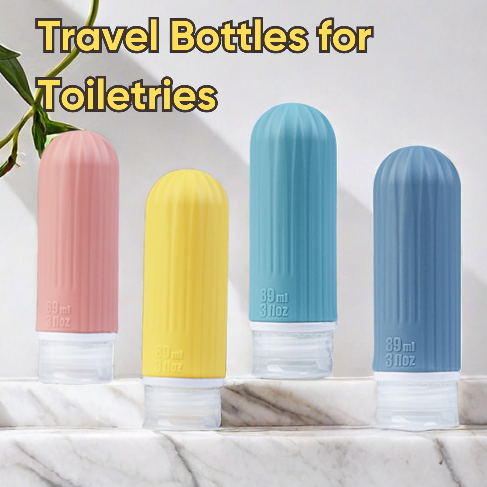 Leak Proof Travel Bottles 3oz - Empty Refillable Toiletry Containers with Labels & Clear Travel Bag - Perfect for Airplane Carry-On, Gym, and Vacation Essentials