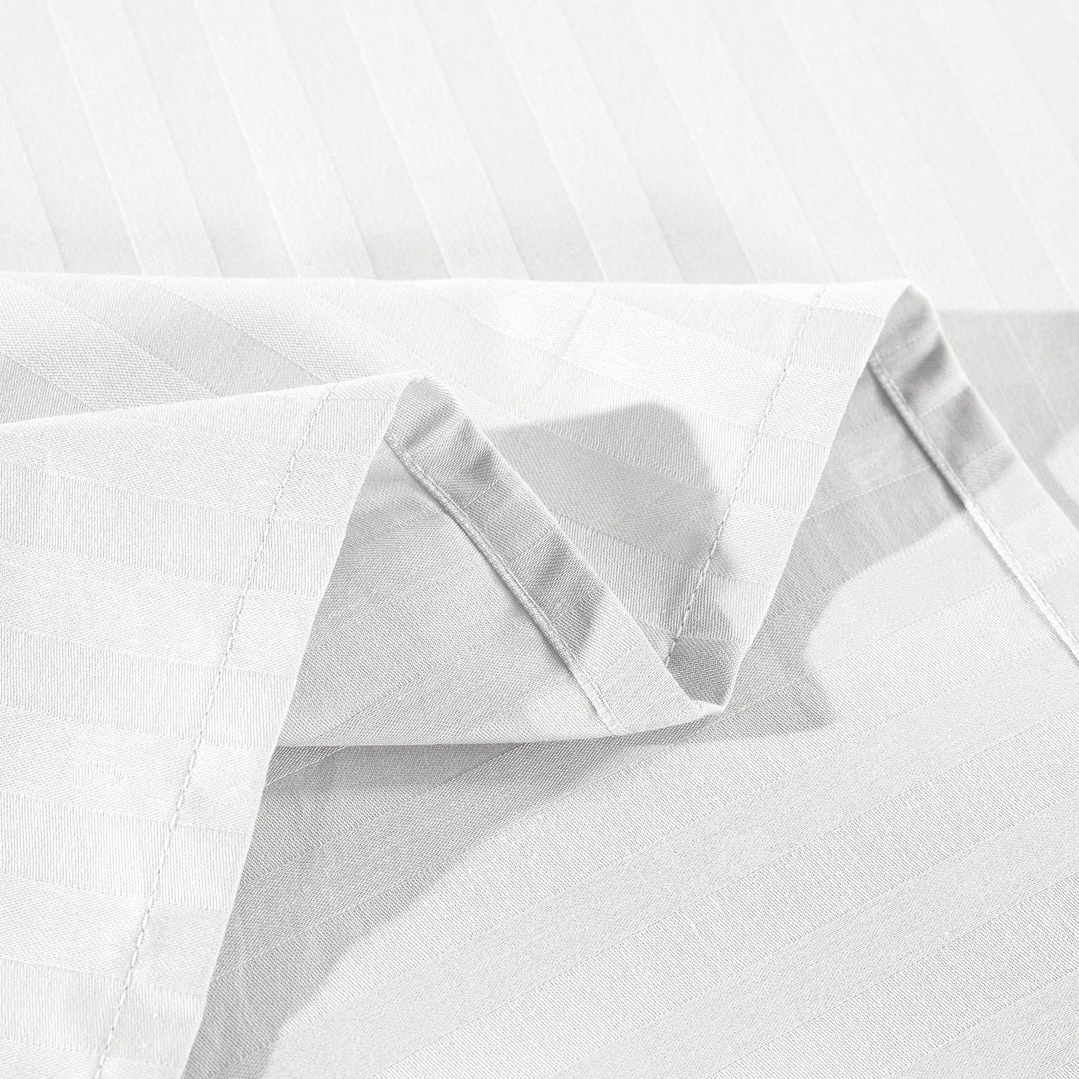 Kensington 1200 Thread Count 100% Egyptian Cotton Sheet Set - Luxury Hotel Grade Stripe White Sheets for Double Bed | Ultra Soft Breathable Bedding for Home, Hotel & Guest Room Use