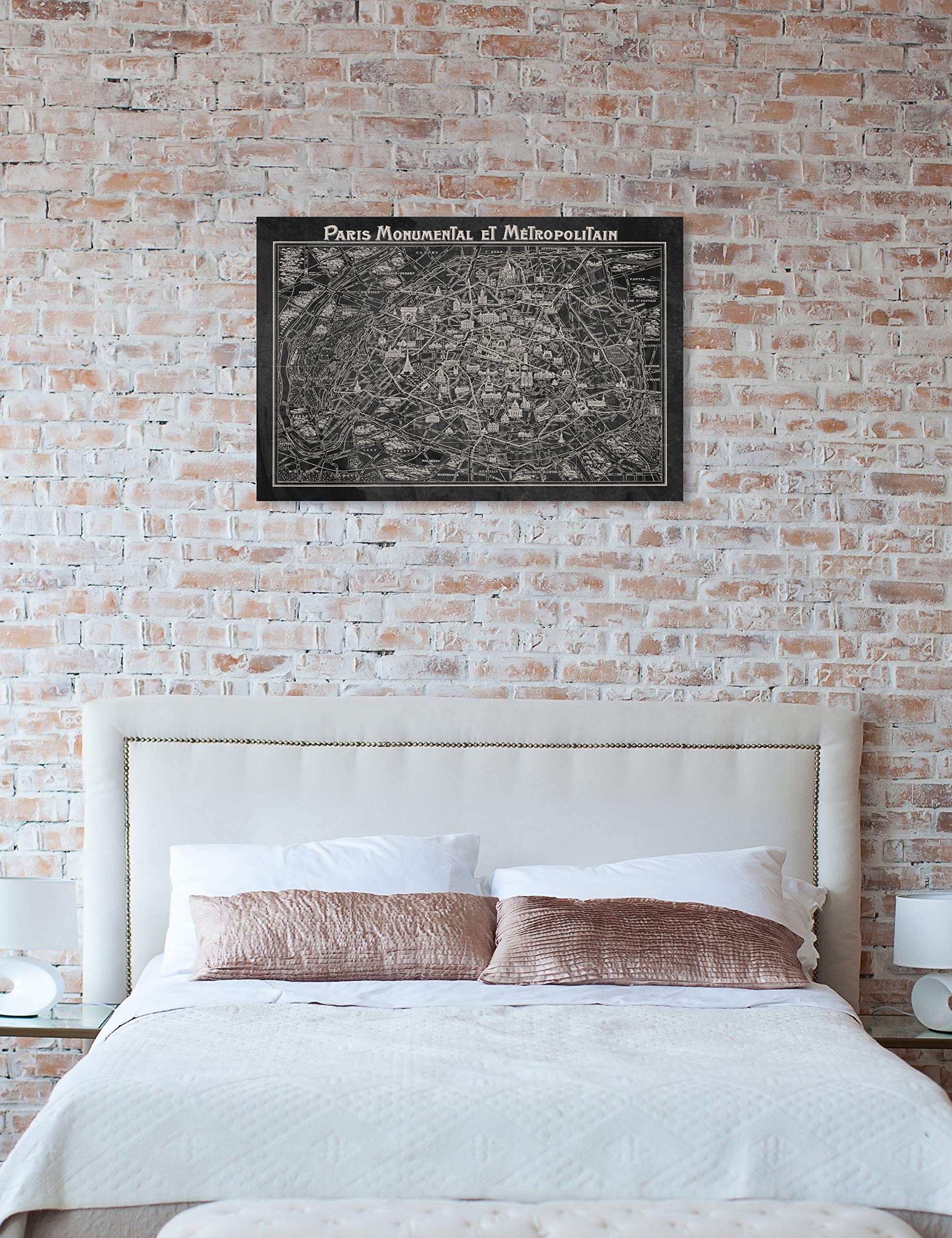 Rustic Gray Paris Map Canvas Wall Art - 45