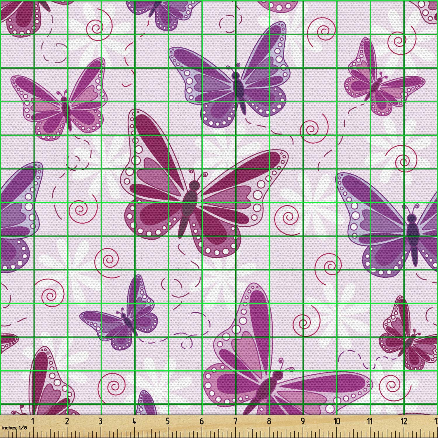 Ambesonne Purple Fabric by The Yard - Abstract Butterfly Floral Print Upholstery Material for Sofa, Curtains & Home Decor | 10 Yards Soft Maroon Purple Pale Pink | Perfect for DIY Projects, Bedding & Crafting