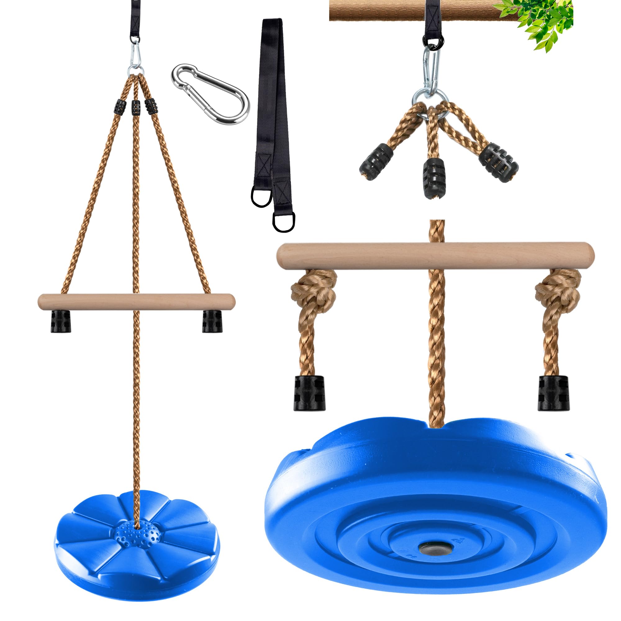 KINSPORY Adjustable 7FT Disc Swing for Kids - Outdoor Play Equipment, Swing Set Accessories & Gym Monkey Bars for Backyard Fun (Blue) | Perfect for Tree Swings, Playgrounds, and Backyard Activities