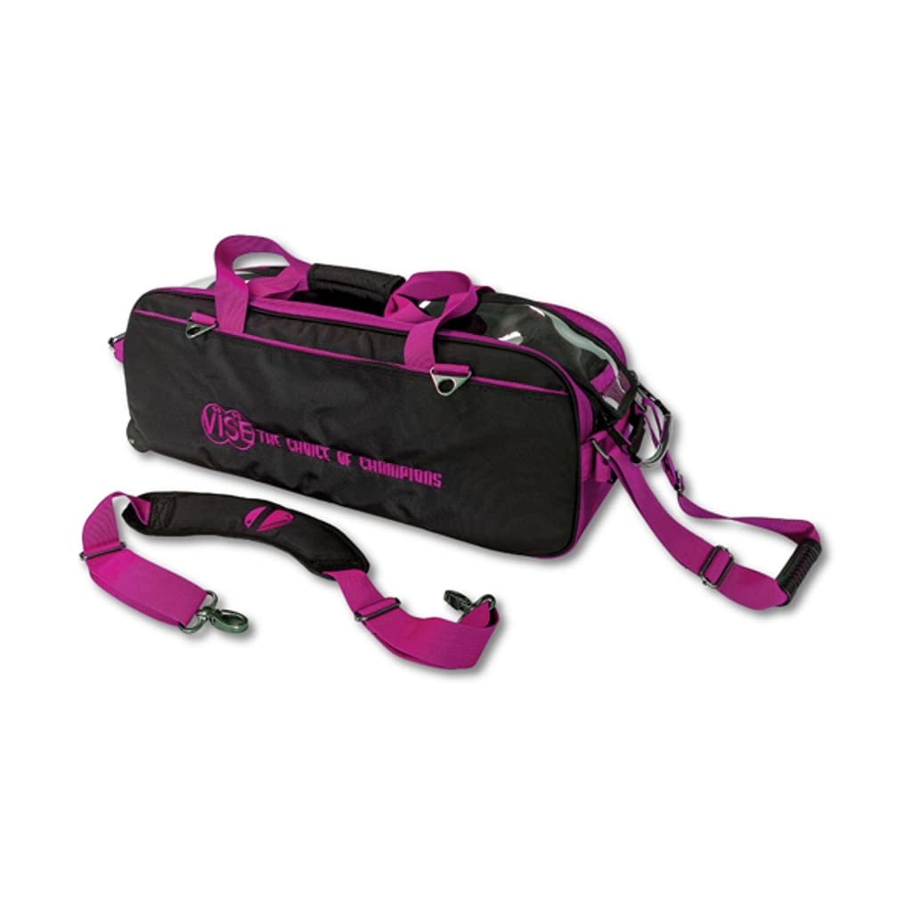 VISE Clear Top 3 Ball Roller Bowling Bag - Professional Bowling Equipment for League & Tournament Players - Perfect for Travel & Practice Sessions