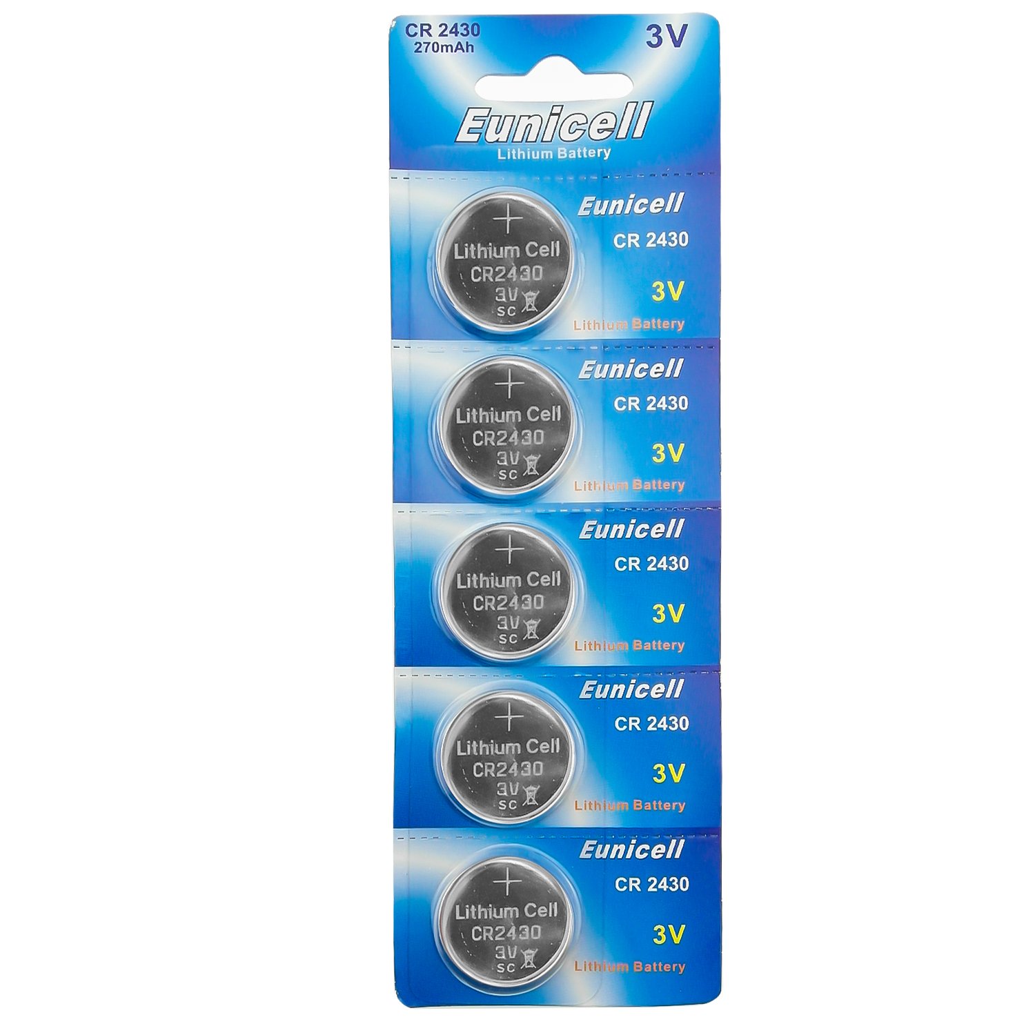Eunicell CR2430 5011LC 3V Lithium Coin Cell Batteries (5-Pack) - Long-Lasting Power for Watches, Calculators, Key Fobs & Medical Devices
