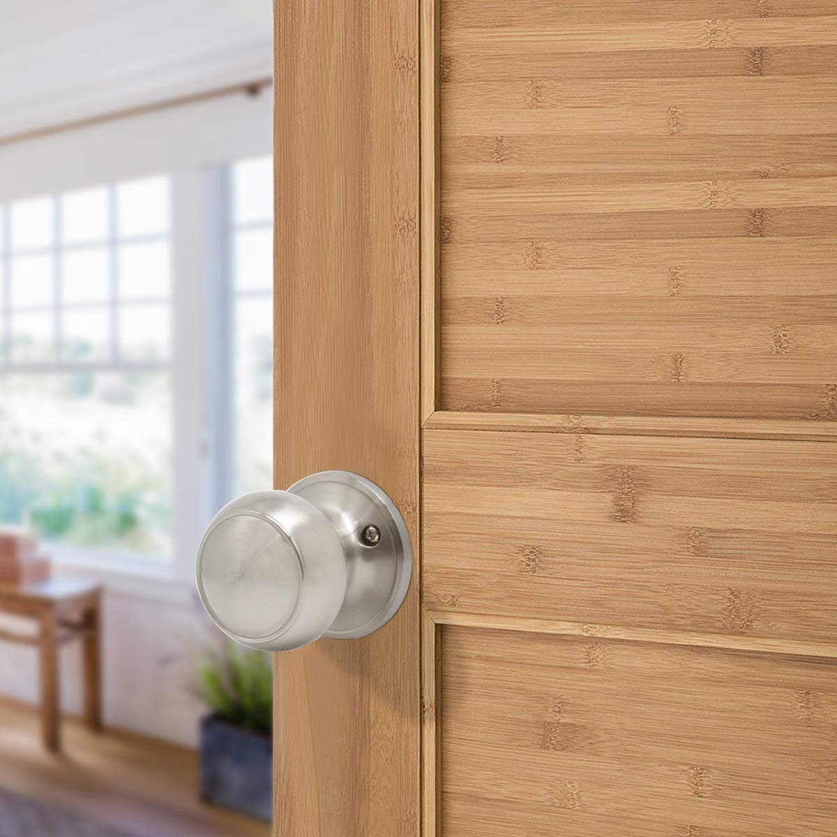 Gobrico 10 Pack Stainless Steel Keyless Half Dummy Door Handle - Durable Door Knob Lockset for Interior Closet, Bedroom & Bathroom Doors