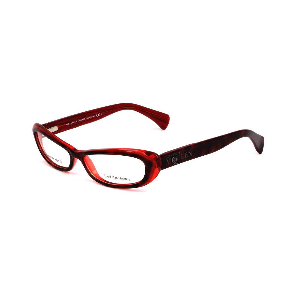 Alexander McQueen Red Acetate Sunglasses for Women - Stylish UV Protection Shades for Outdoor, Beach & Driving
