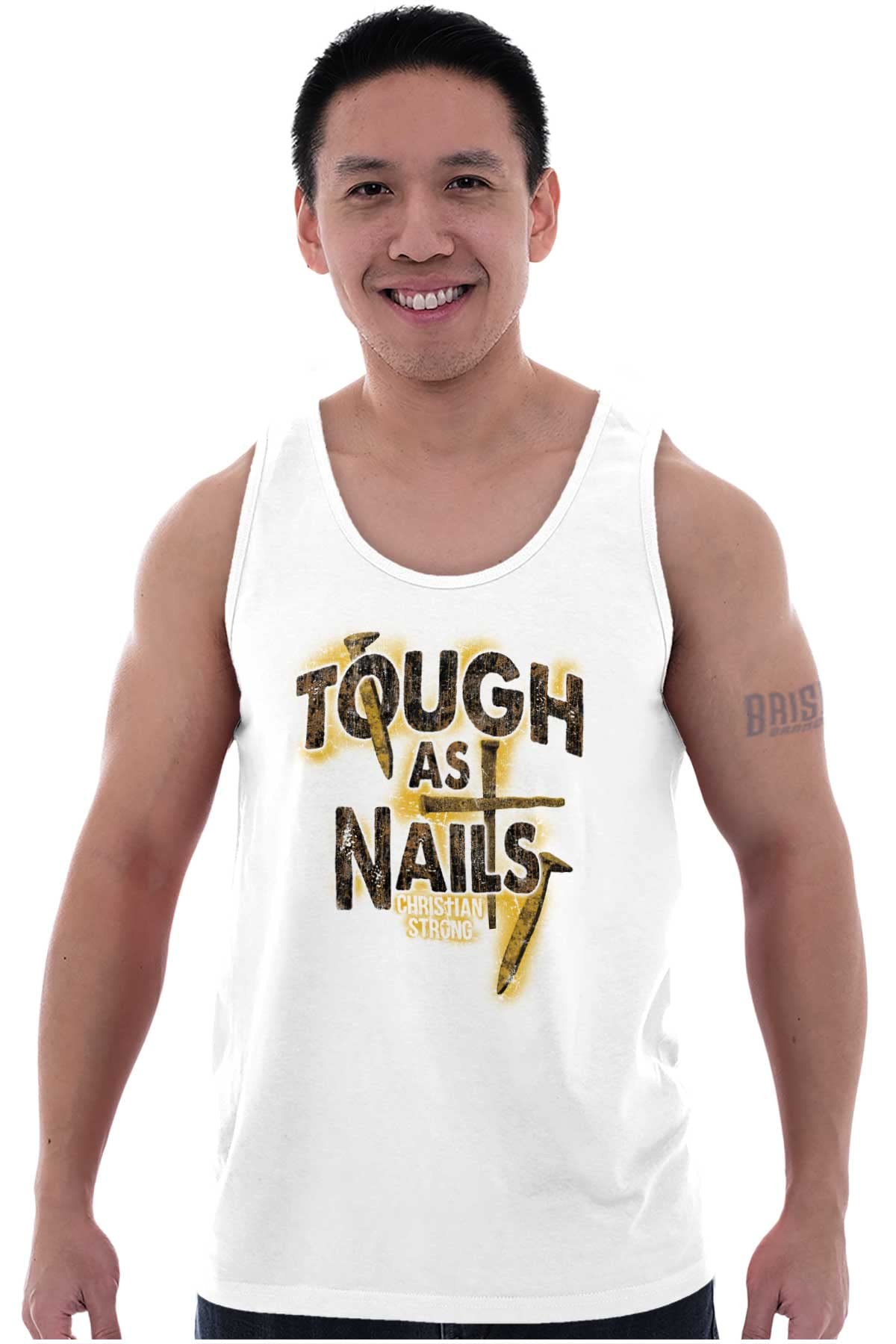Men's Tough Nails Cross Crucifix Jesus Sleeveless Tank Top - Religious Apparel for Church, Bible Study & Christian Events