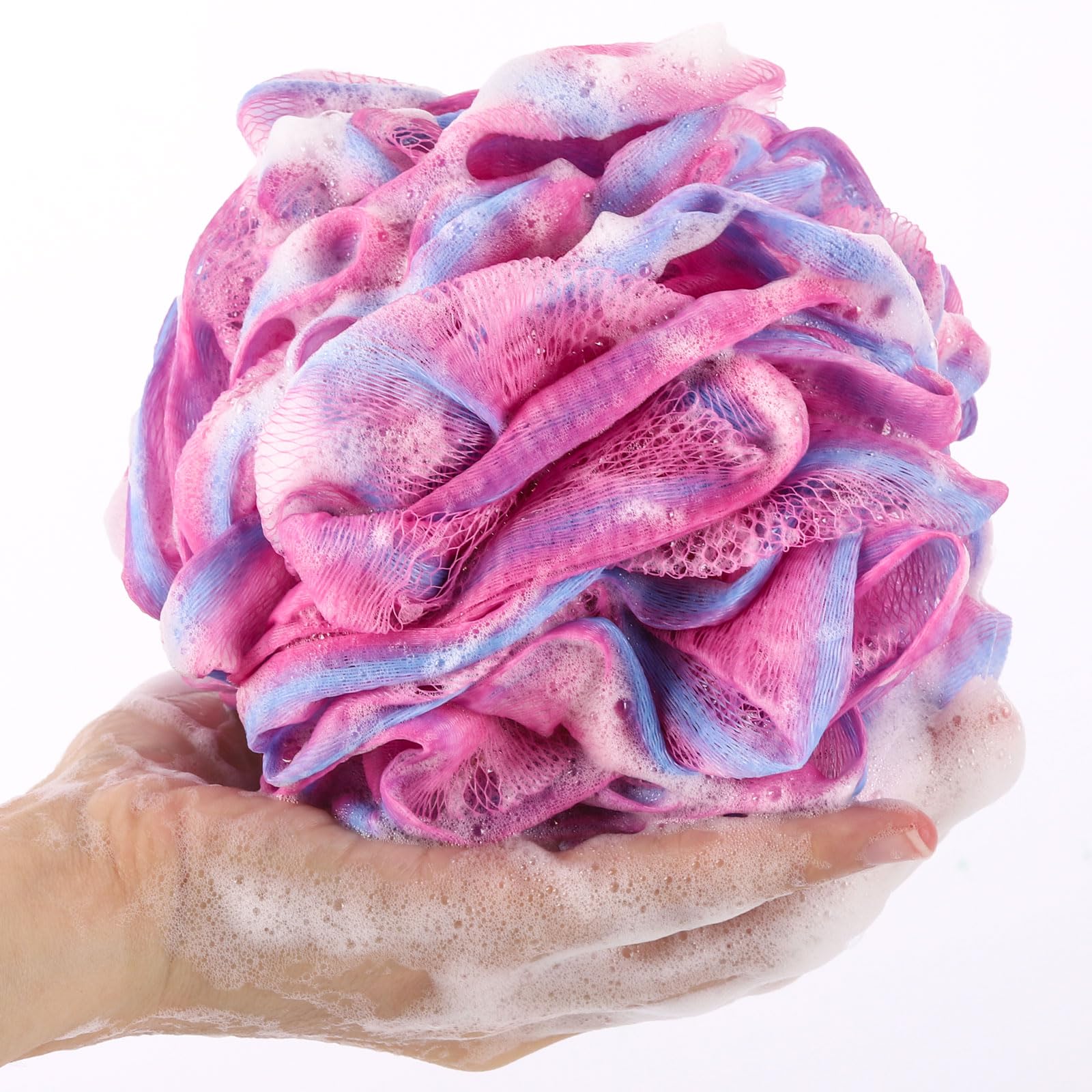 BTYMS 4-Pack Large Bath Sponges - 75g Each, Soft Mesh Loofah Pouf for Exfoliating & Cleansing | Perfect Shower Body Scrubber for Men & Women | Ideal for Daily Bathing, Spa & Skincare Routine