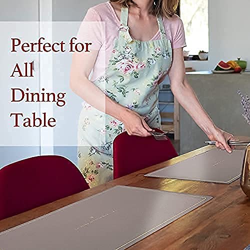 VUDECO Set of 6 Faux Leather Placemats - Heat Resistant, Waterproof & Stain Resistant Modern Dining Table Mats in Grey | Perfect for Everyday Meals, Dinner Parties & Holiday Gatherings