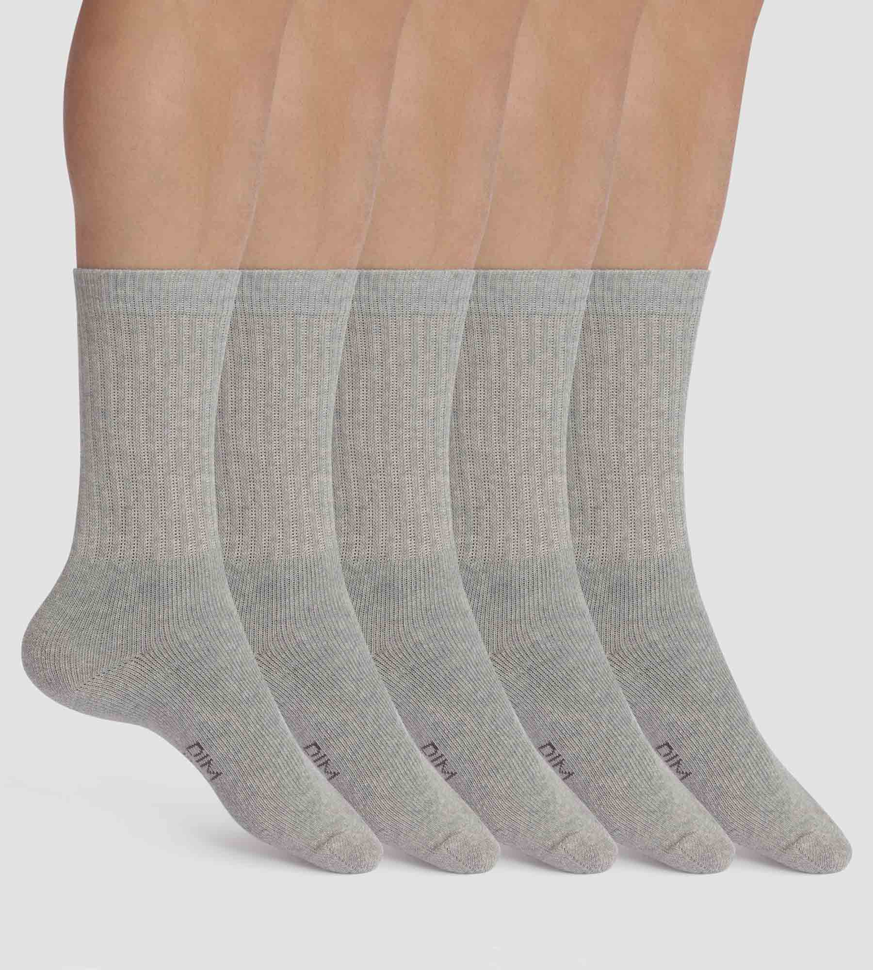 5 Pairs Men's Socks - Breathable Grey Sport Socks for Running, Gym & Outdoor Activities - EcoDim Comfort Fit Crew Socks