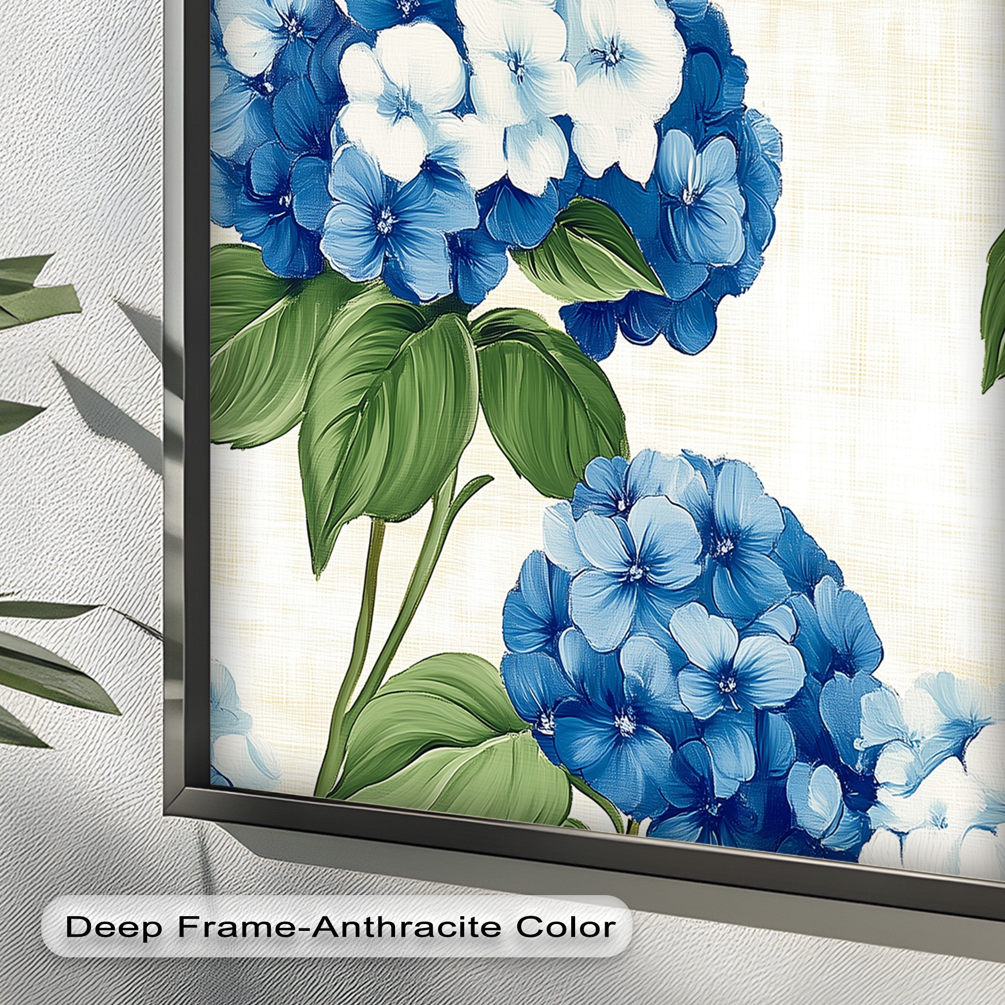 Blue and White Blooming Flower Oil Painting - Handmade Canvas Art for Home Decor, Living Room, Bedroom & Office Wall
